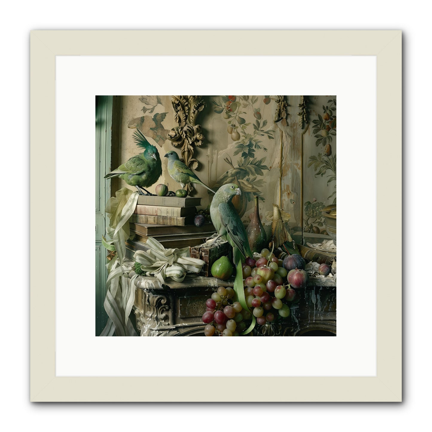 Plumes Of The Belle Époque -- Framed Print - White 12x12