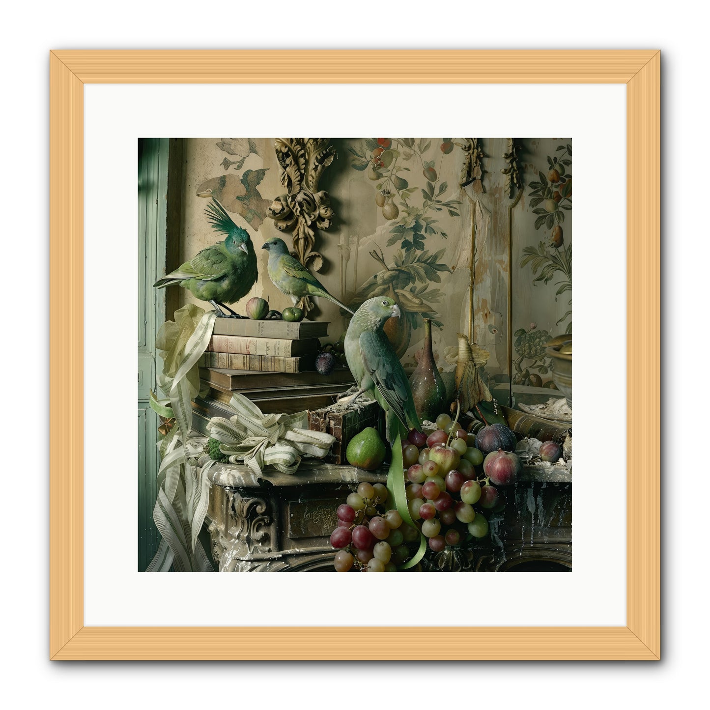Plumes Of The Belle Époque -- Framed Print - Natural 16x16