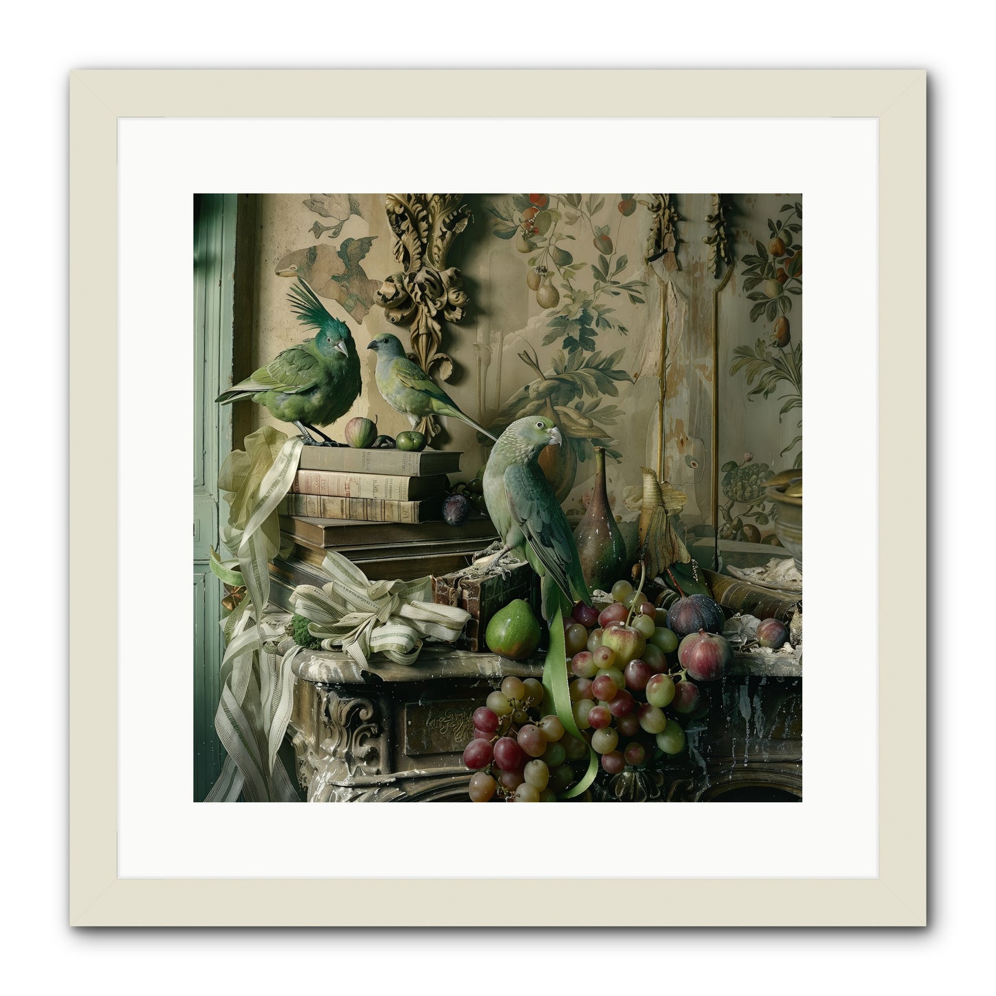Plumes Of The Belle Époque -- Framed Print - White 16x16