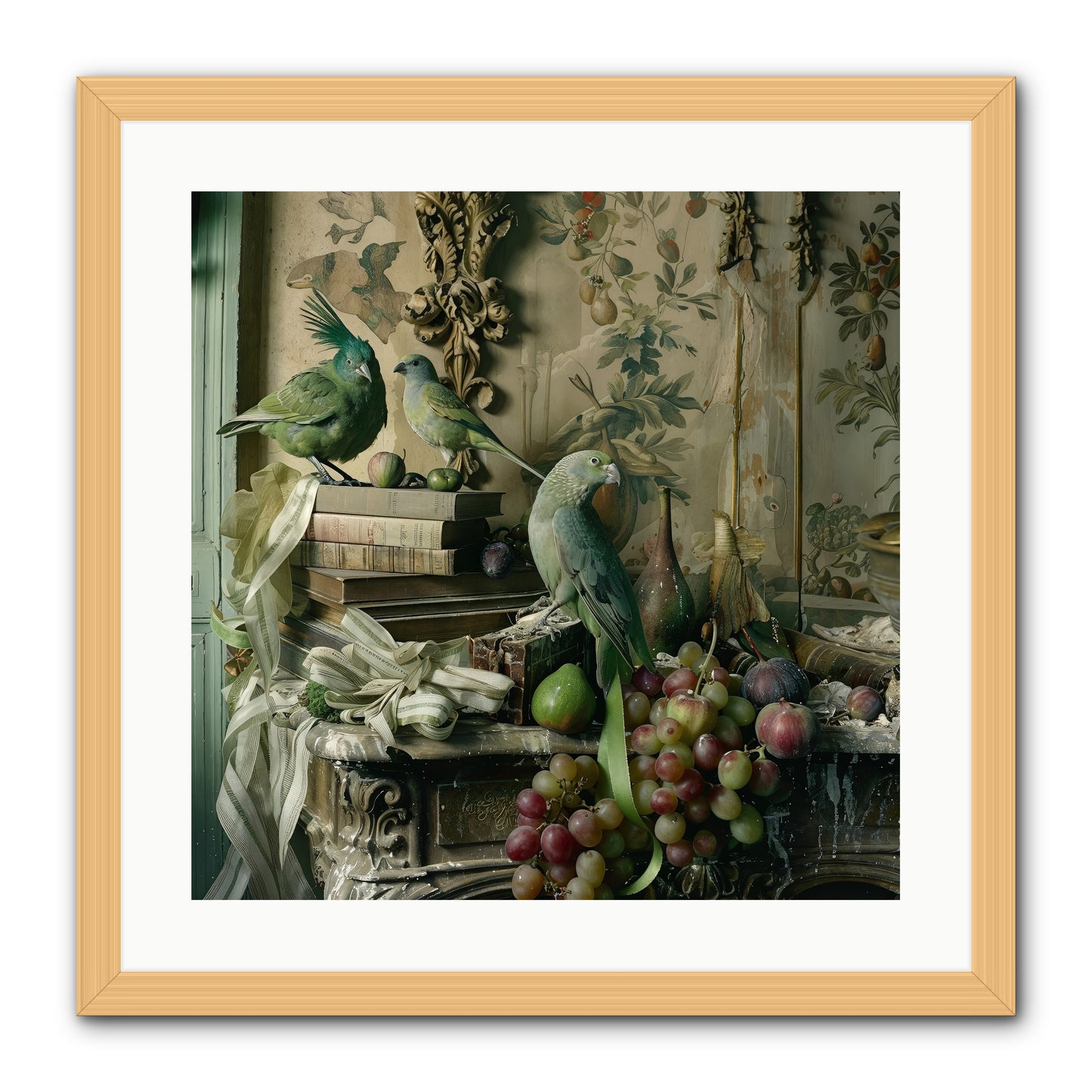 Plumes Of The Belle Époque -- Framed Print - Natural 20x20