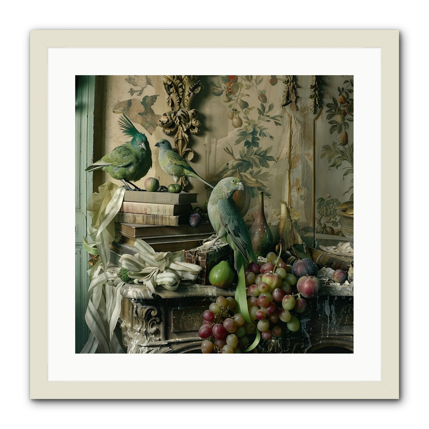 Plumes Of The Belle Époque -- Framed Print - White 20x20