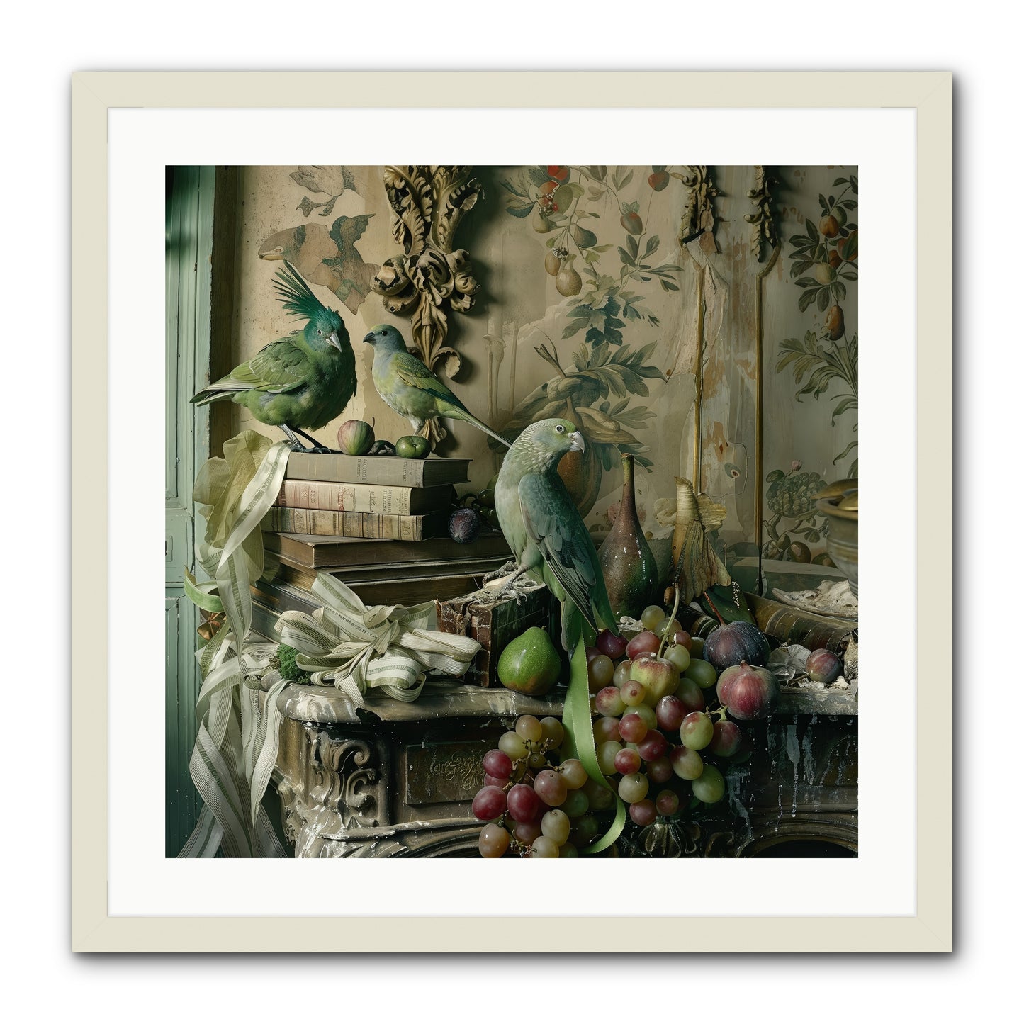 Plumes Of The Belle Époque -- Framed Print - White 24x24