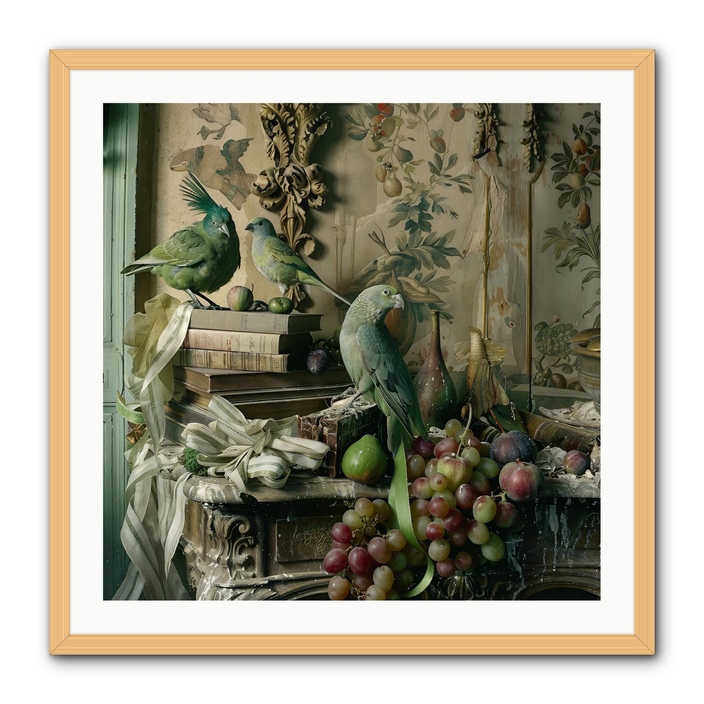Plumes Of The Belle Époque -- Framed Print - Natural 30x30
