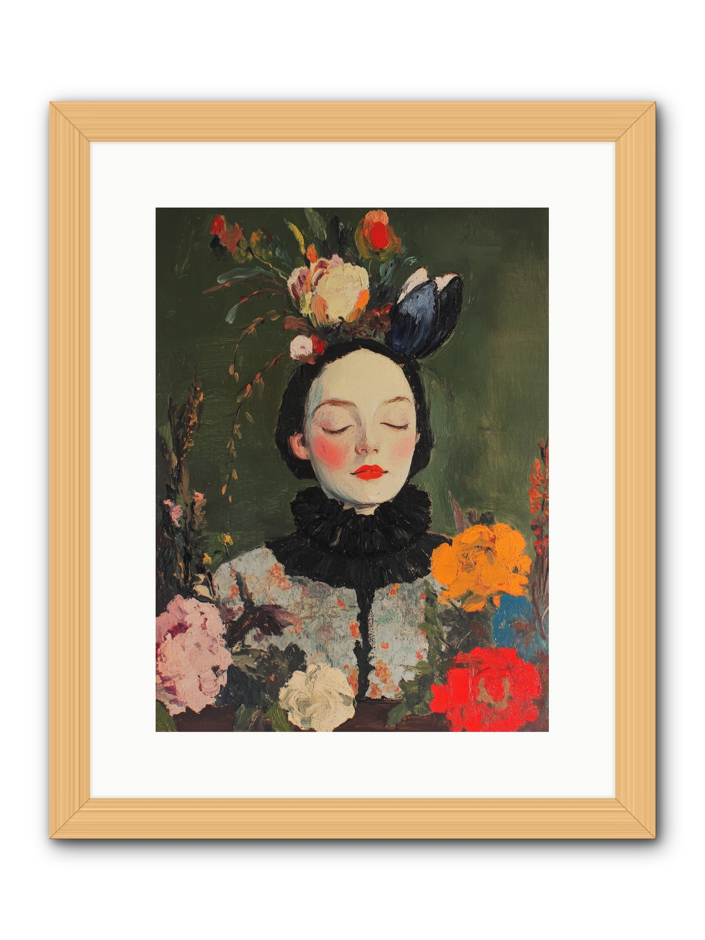 Poppy Falcon Grey-REZ -- Framed Print - Natural 12x16