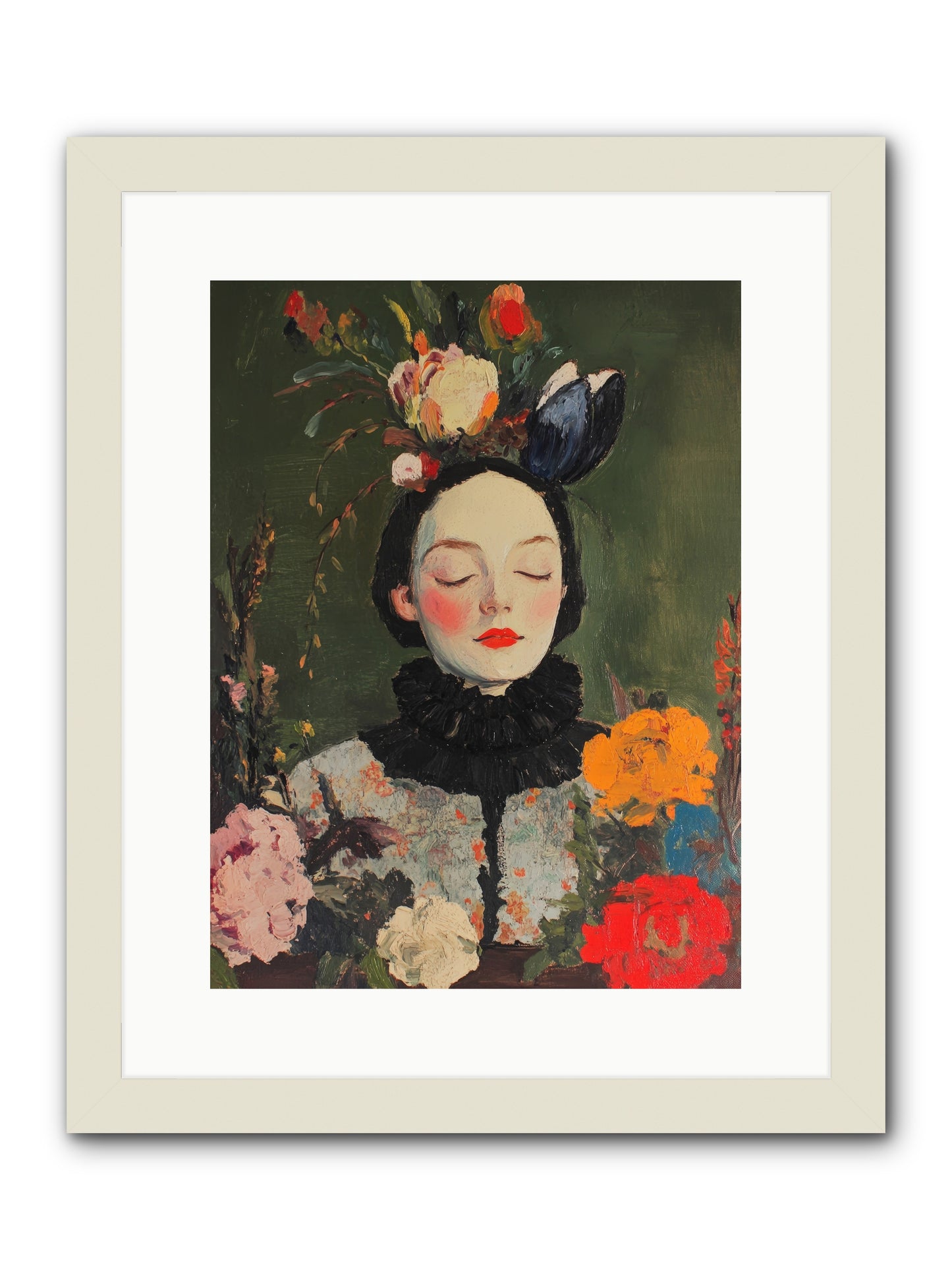 Poppy Falcon Grey-REZ -- Framed Print - White 12x16