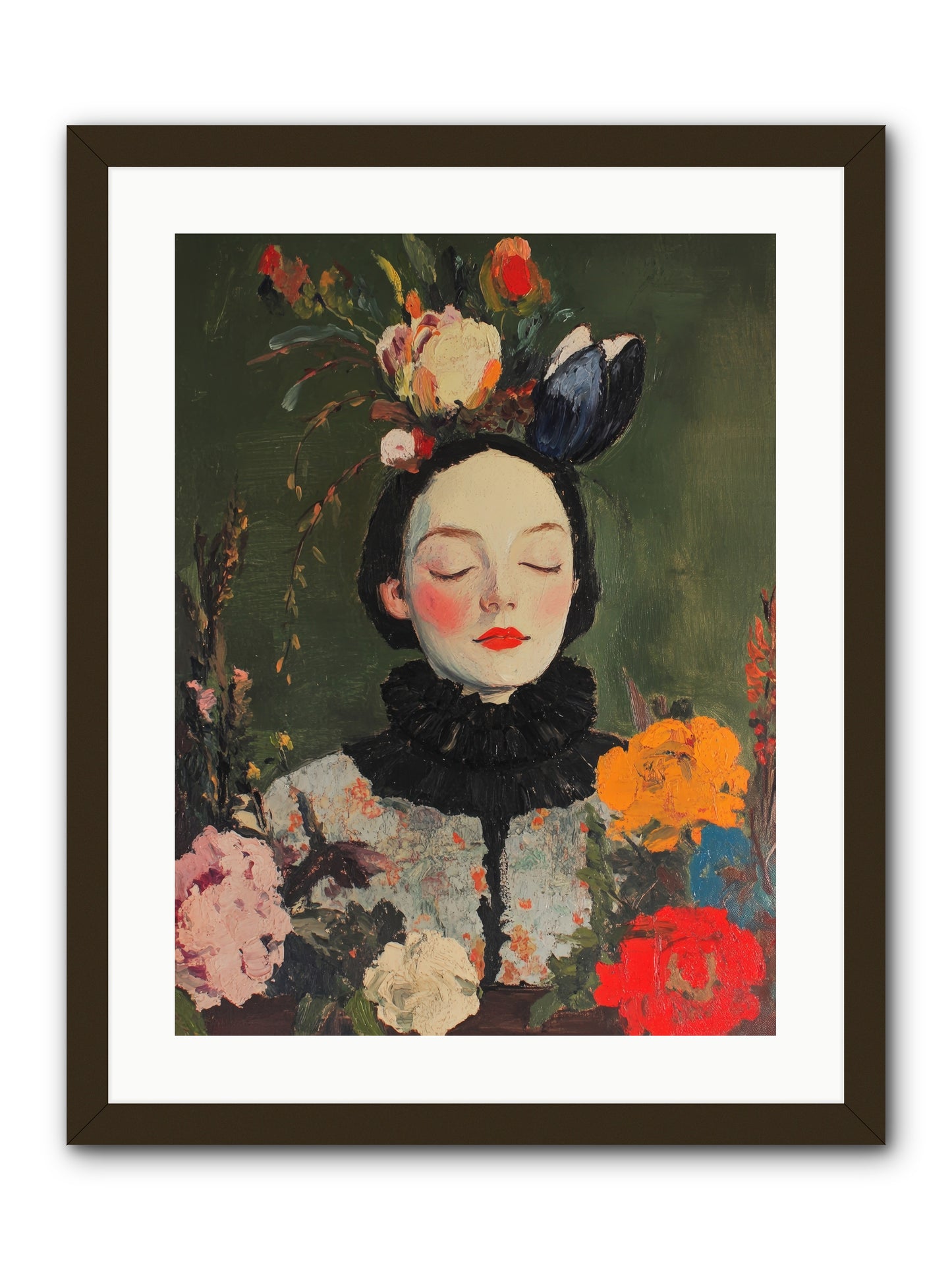 Poppy Falcon Grey-REZ -- Framed Print - Black 18x24