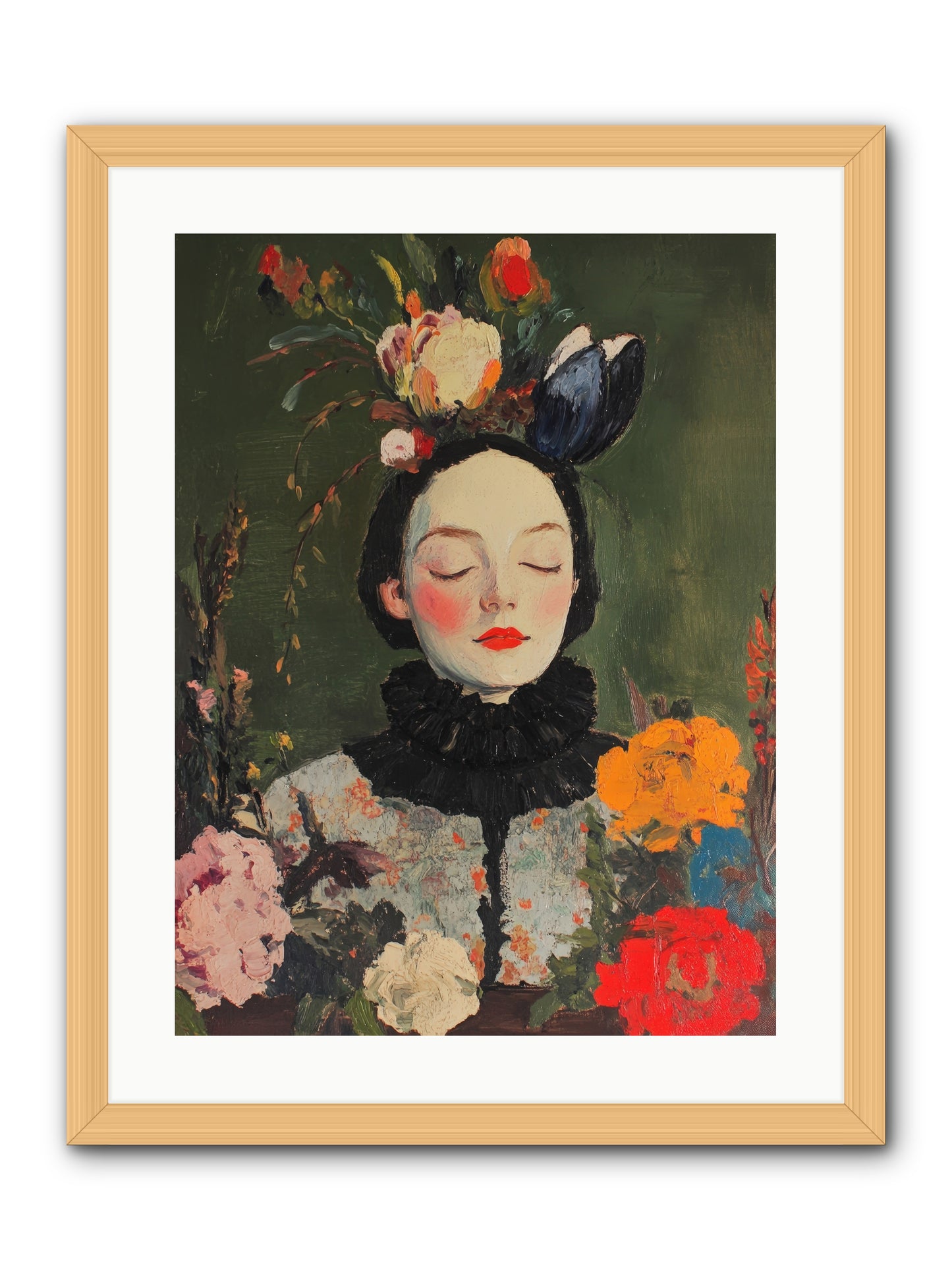 Poppy Falcon Grey-REZ -- Framed Print - Natural 18x24