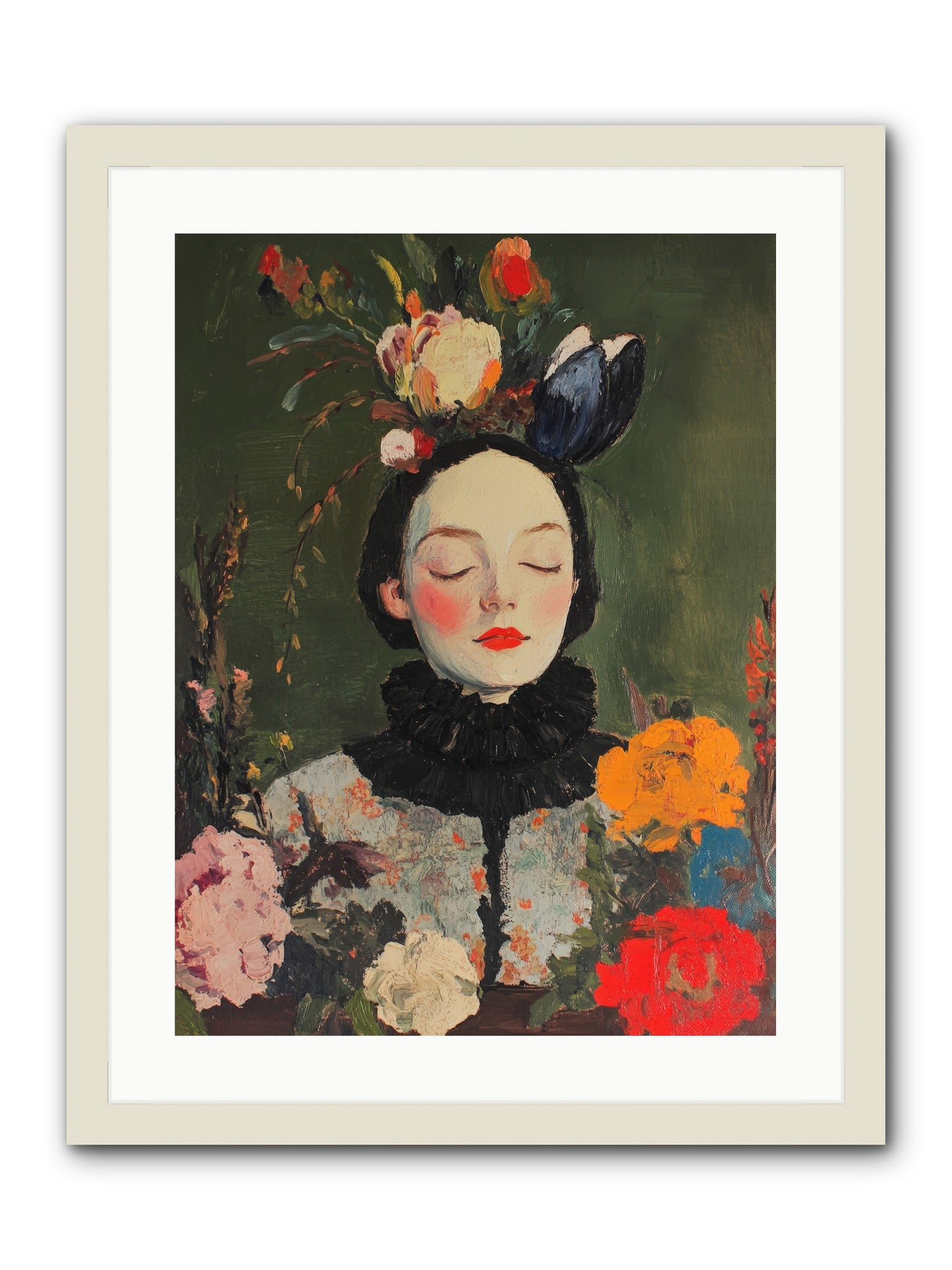 Poppy Falcon Grey-REZ -- Framed Print - White 18x24