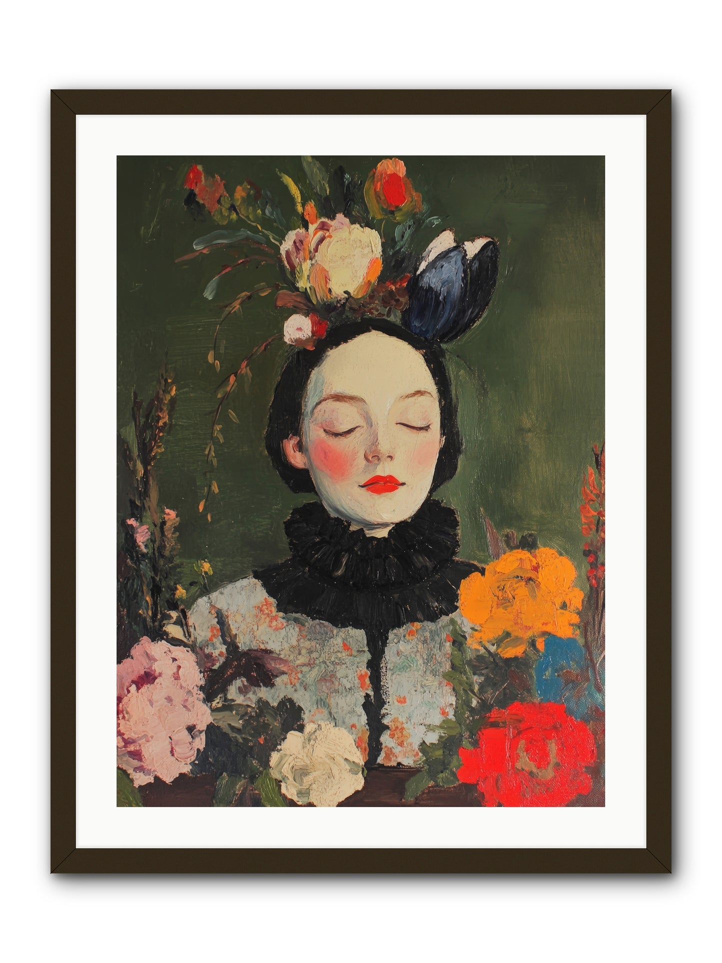 Poppy Falcon Grey-REZ -- Framed Print - Black 24x32