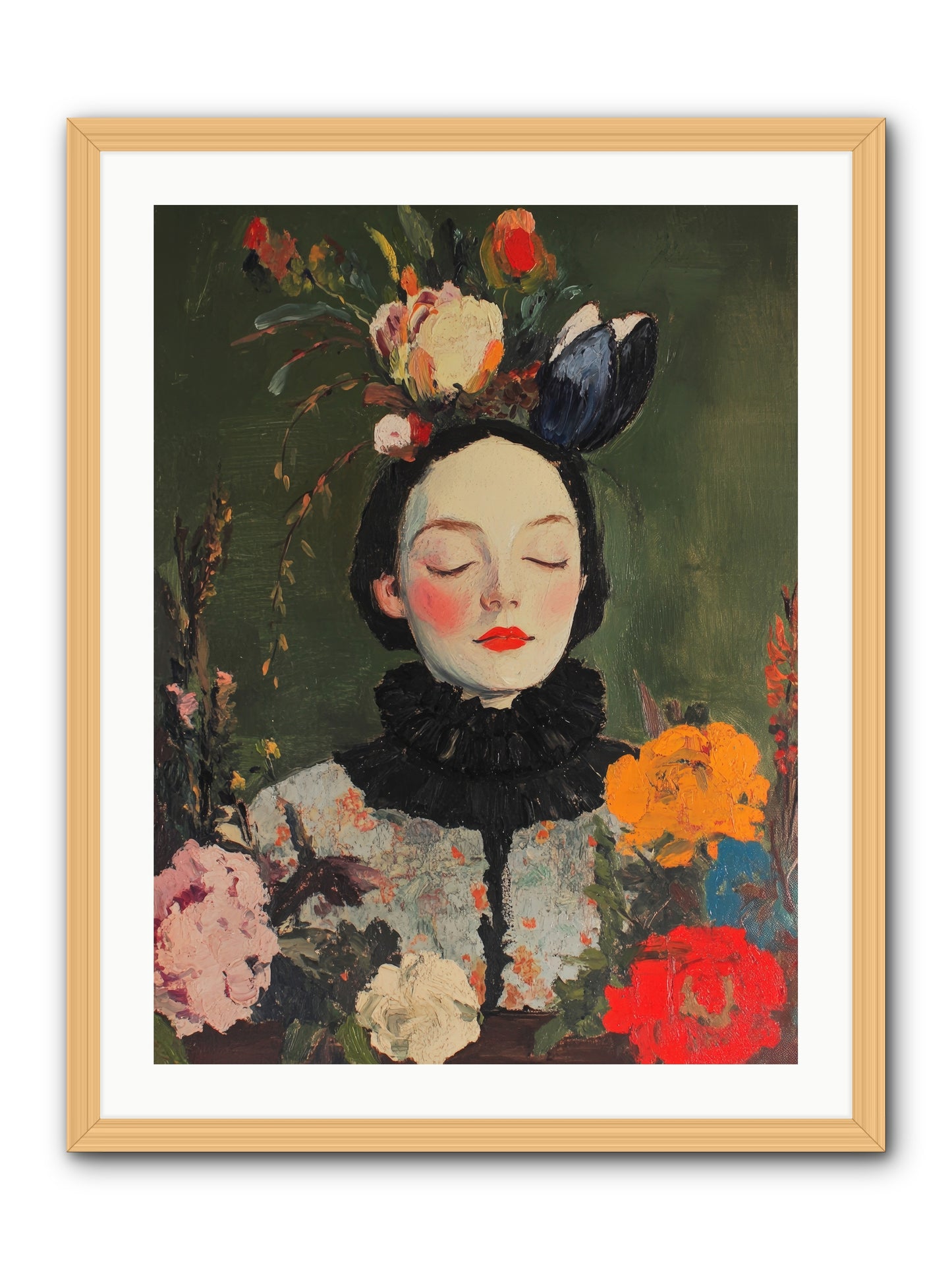 Poppy Falcon Grey-REZ -- Framed Print - Natural 24x32