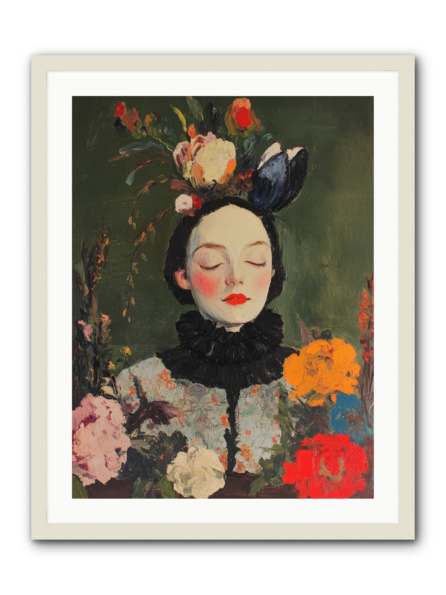 Poppy Falcon Grey-REZ -- Framed Print - White 24x32