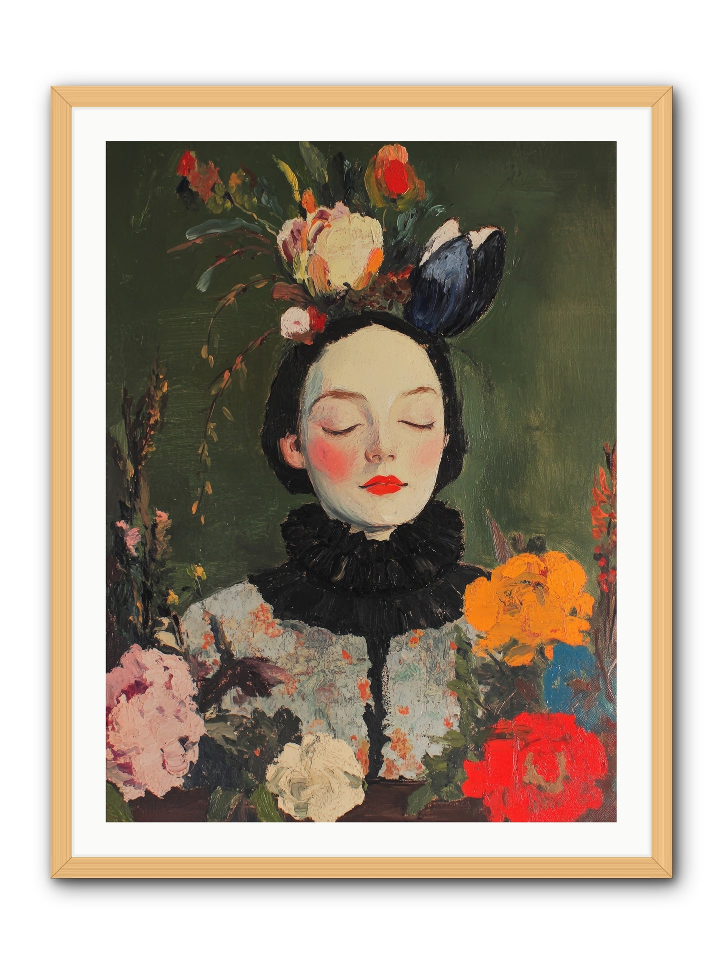 Poppy Falcon Grey-REZ -- Framed Print - Natural 30x40