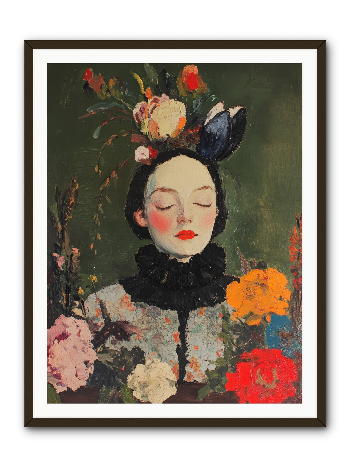 Poppy Falcon Grey-REZ -- Framed Print - Black 36x48