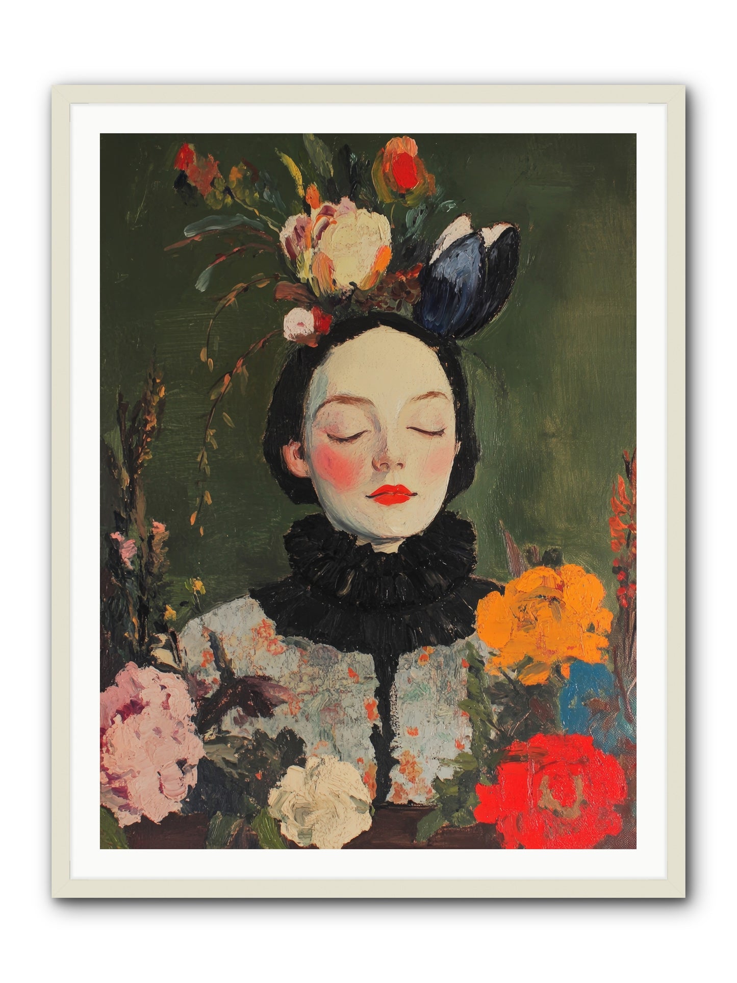 Poppy Falcon Grey-REZ -- Framed Print - White 36x48