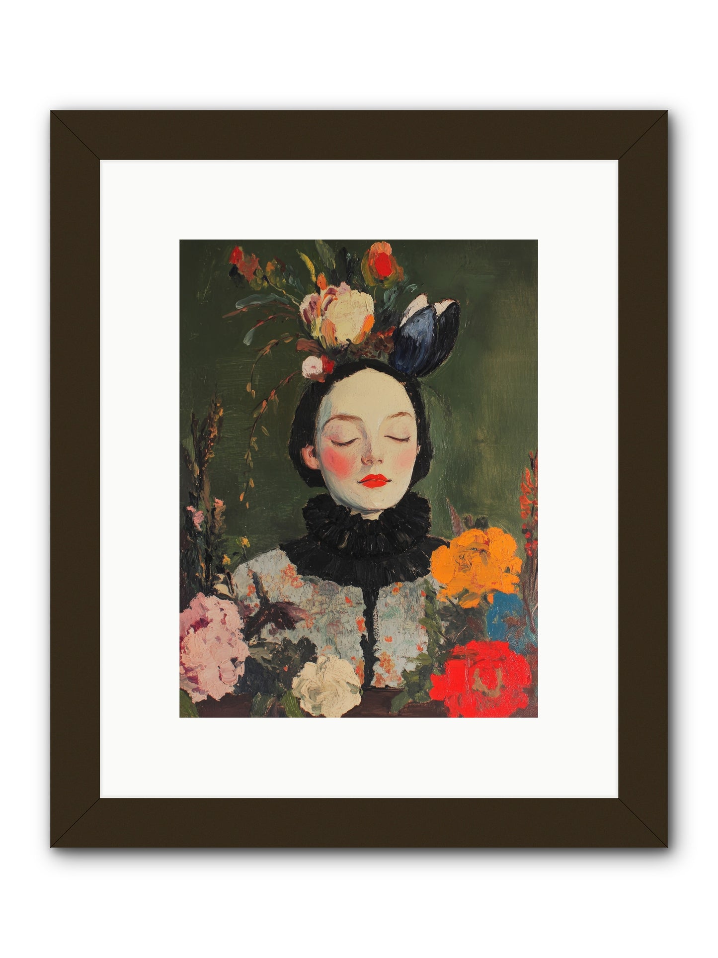 Poppy Falcon Grey-REZ -- Framed Print - Black 9x12