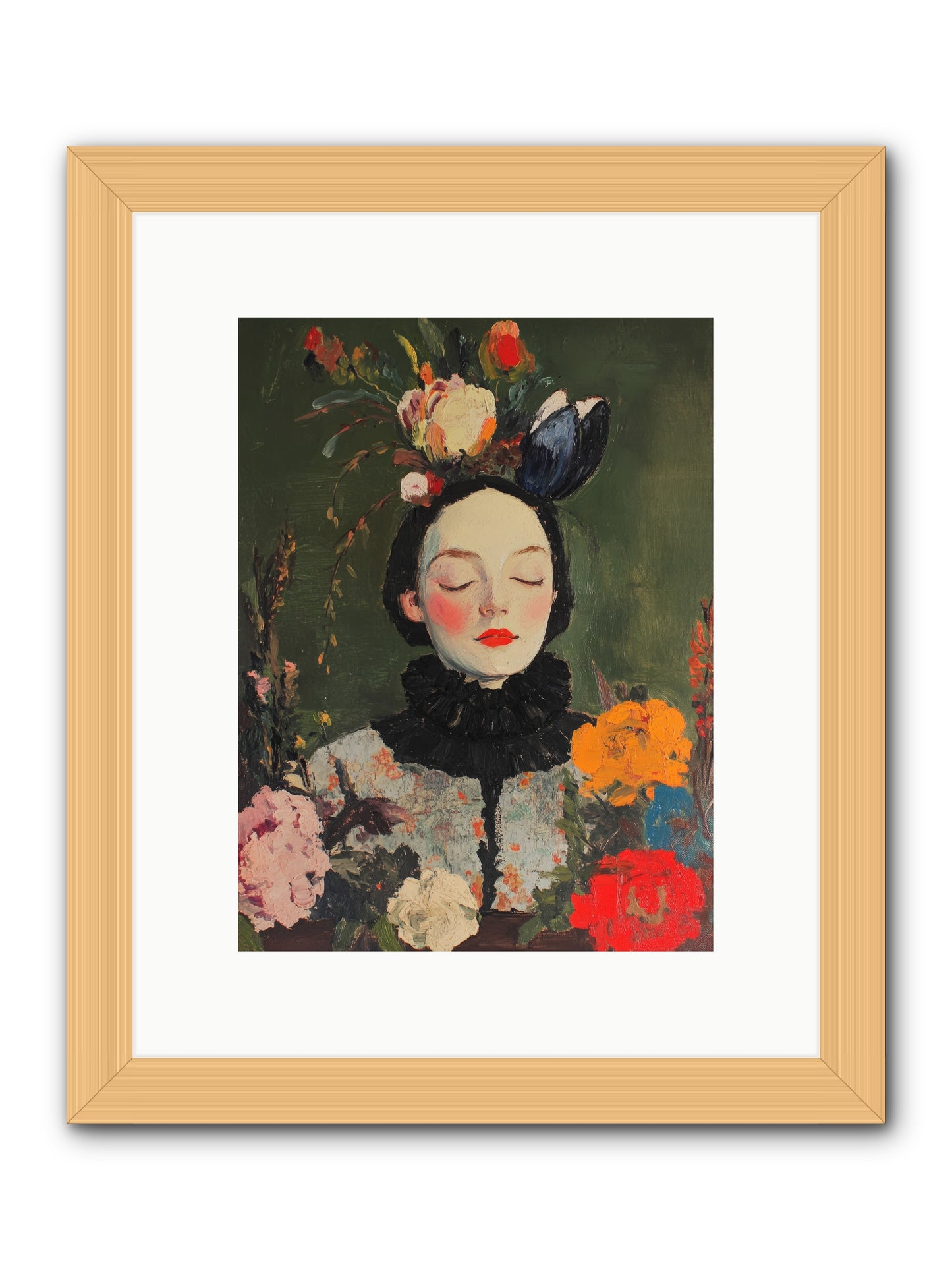 Poppy Falcon Grey-REZ -- Framed Print - Natural 9x12