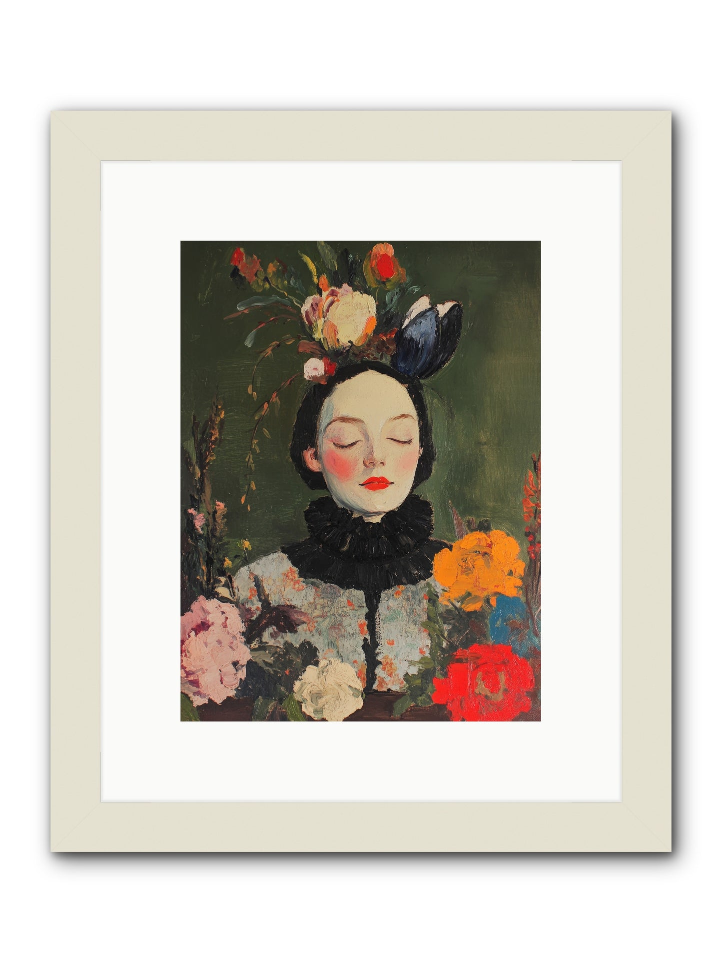 Poppy Falcon Grey-REZ -- Framed Print - White 9x12