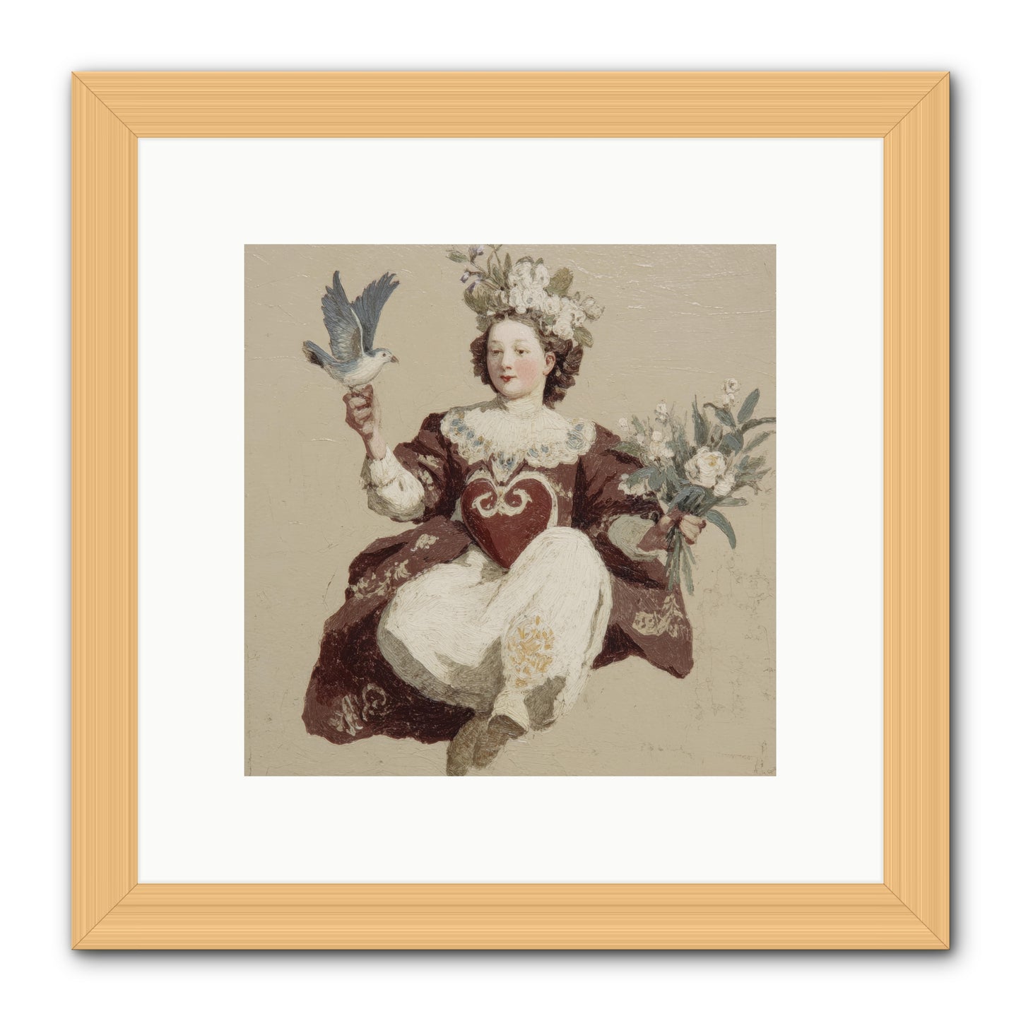 Portrait Of Love's Patient Wait -- Framed Print - Natural 10x10
