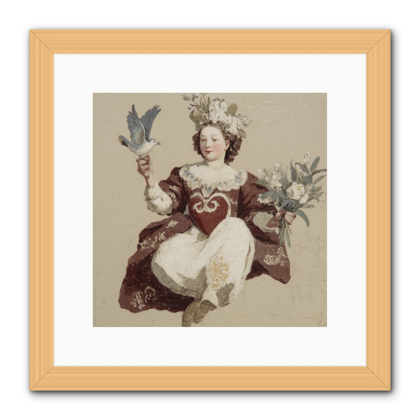 Portrait Of Love's Patient Wait -- Framed Print - Natural 12x12