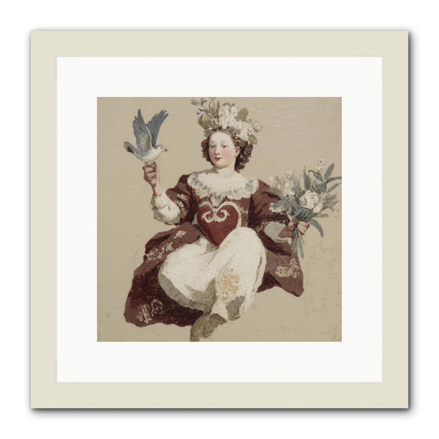 Portrait Of Love's Patient Wait -- Framed Print - White 12x12