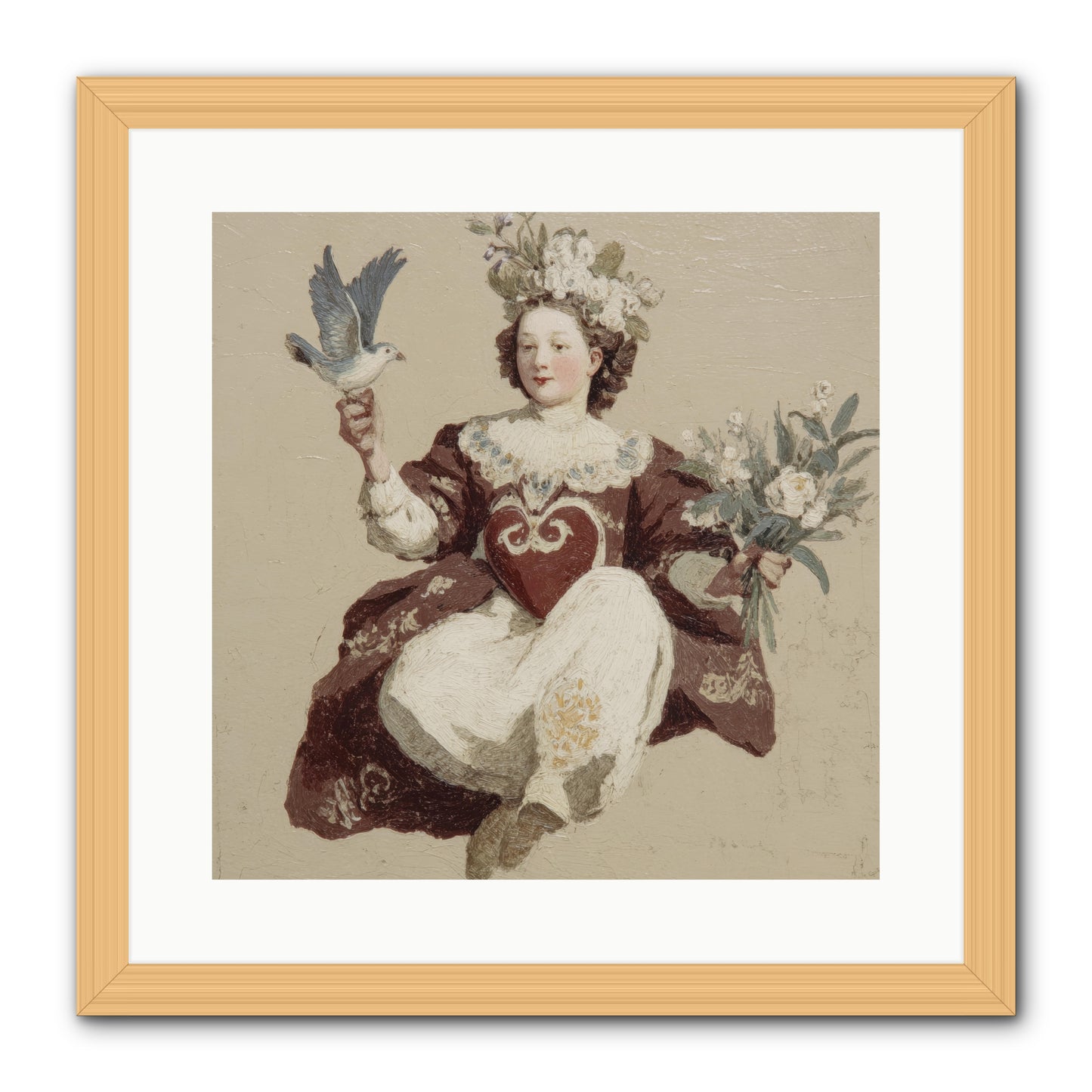 Portrait Of Love's Patient Wait -- Framed Print - Natural 16x16