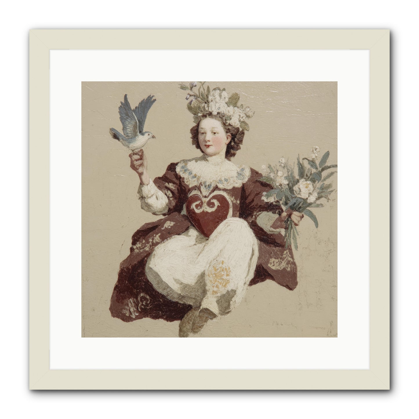 Portrait Of Love's Patient Wait -- Framed Print - White 16x16