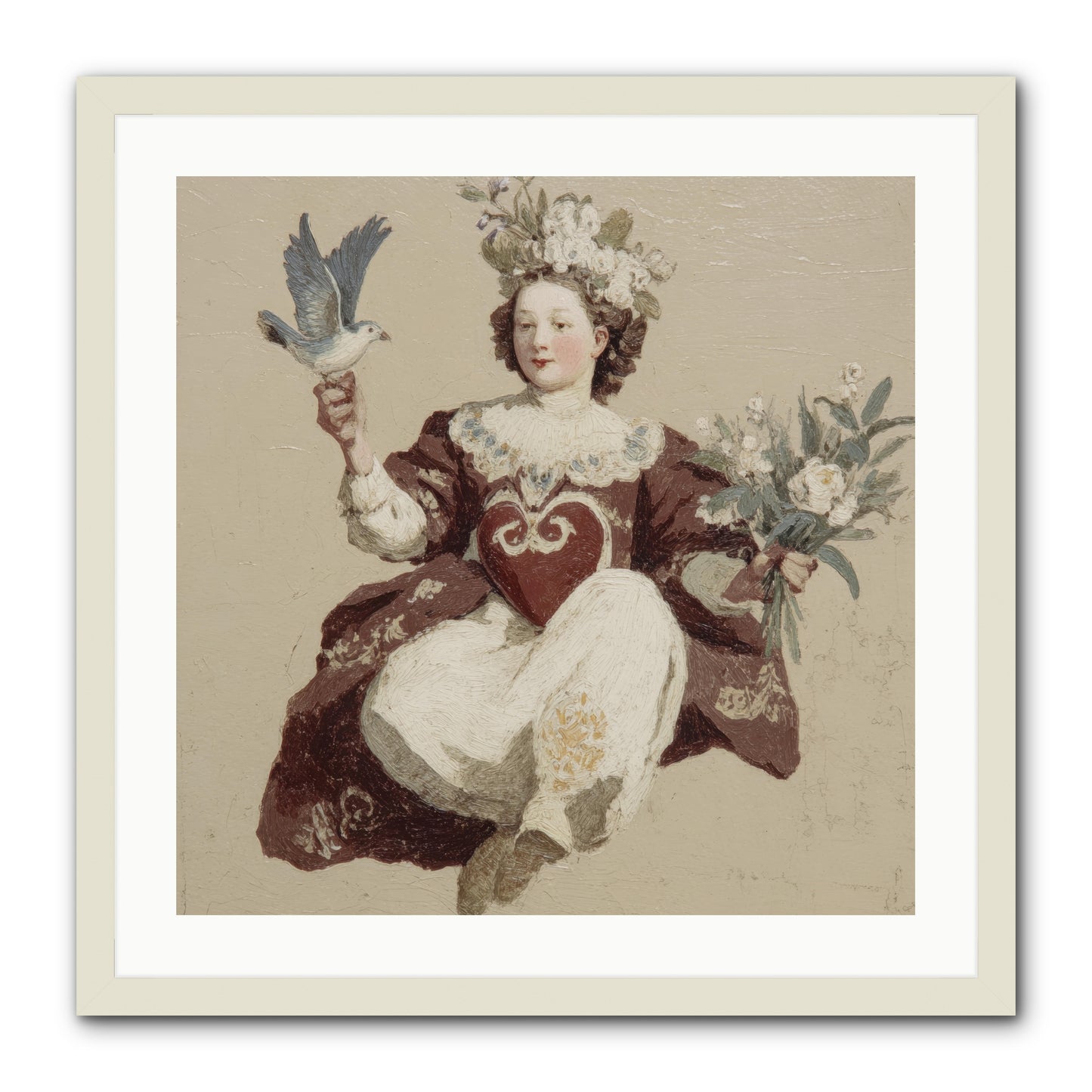 Portrait Of Love's Patient Wait -- Framed Print - White 24x24