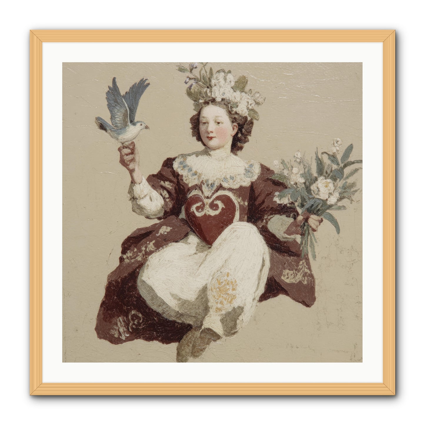 Portrait Of Love's Patient Wait -- Framed Print - Natural 30x30