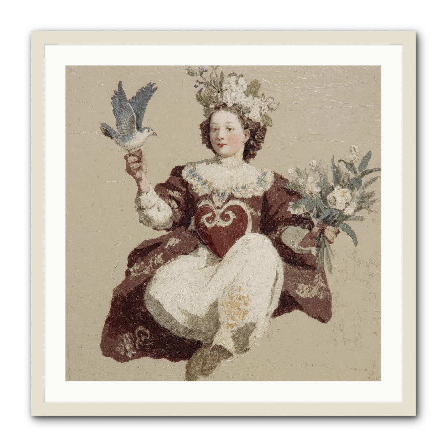 Portrait Of Love's Patient Wait -- Framed Print - White 30x30