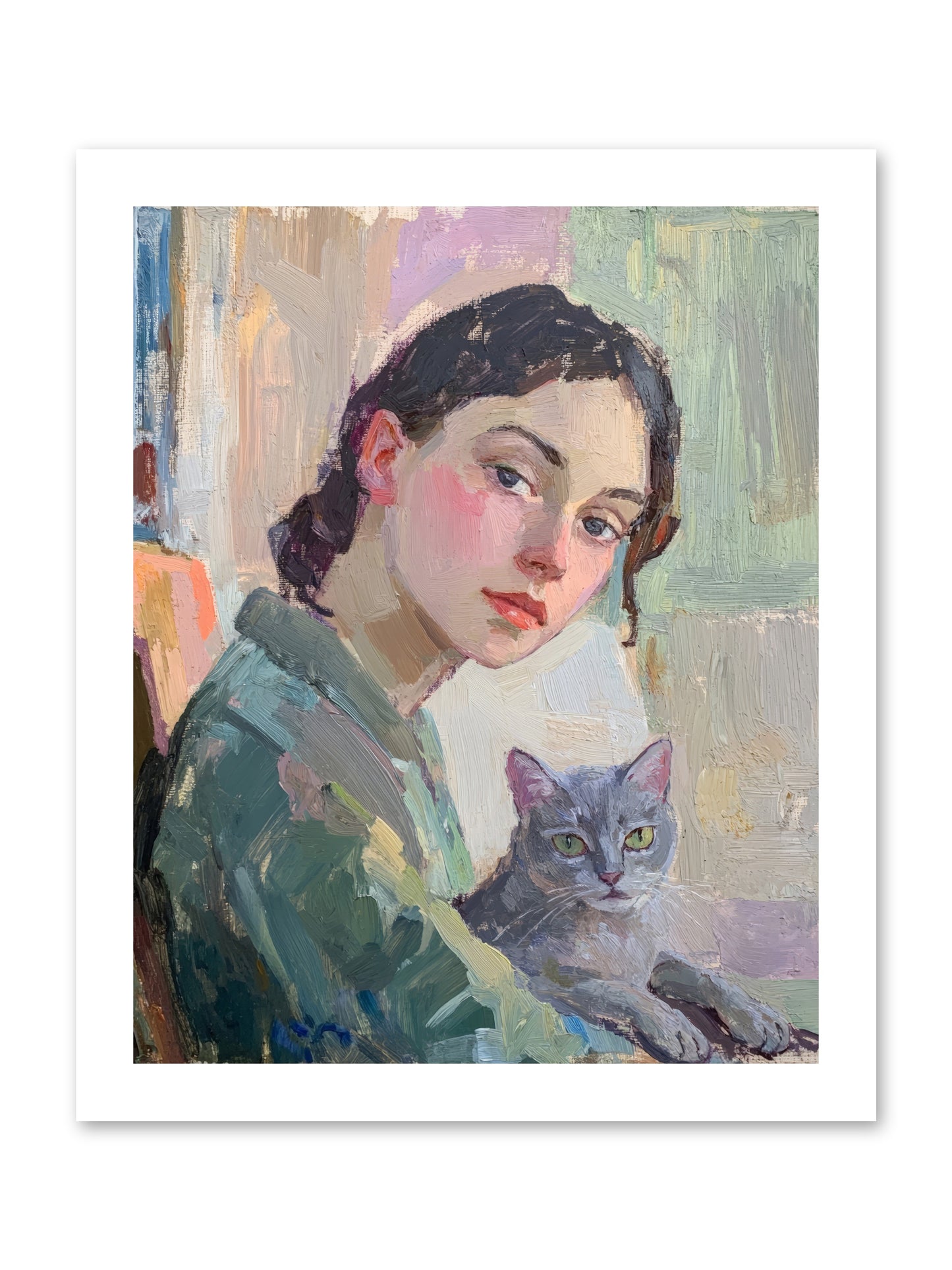 Portrait With Purring -- Paper Print 12x15