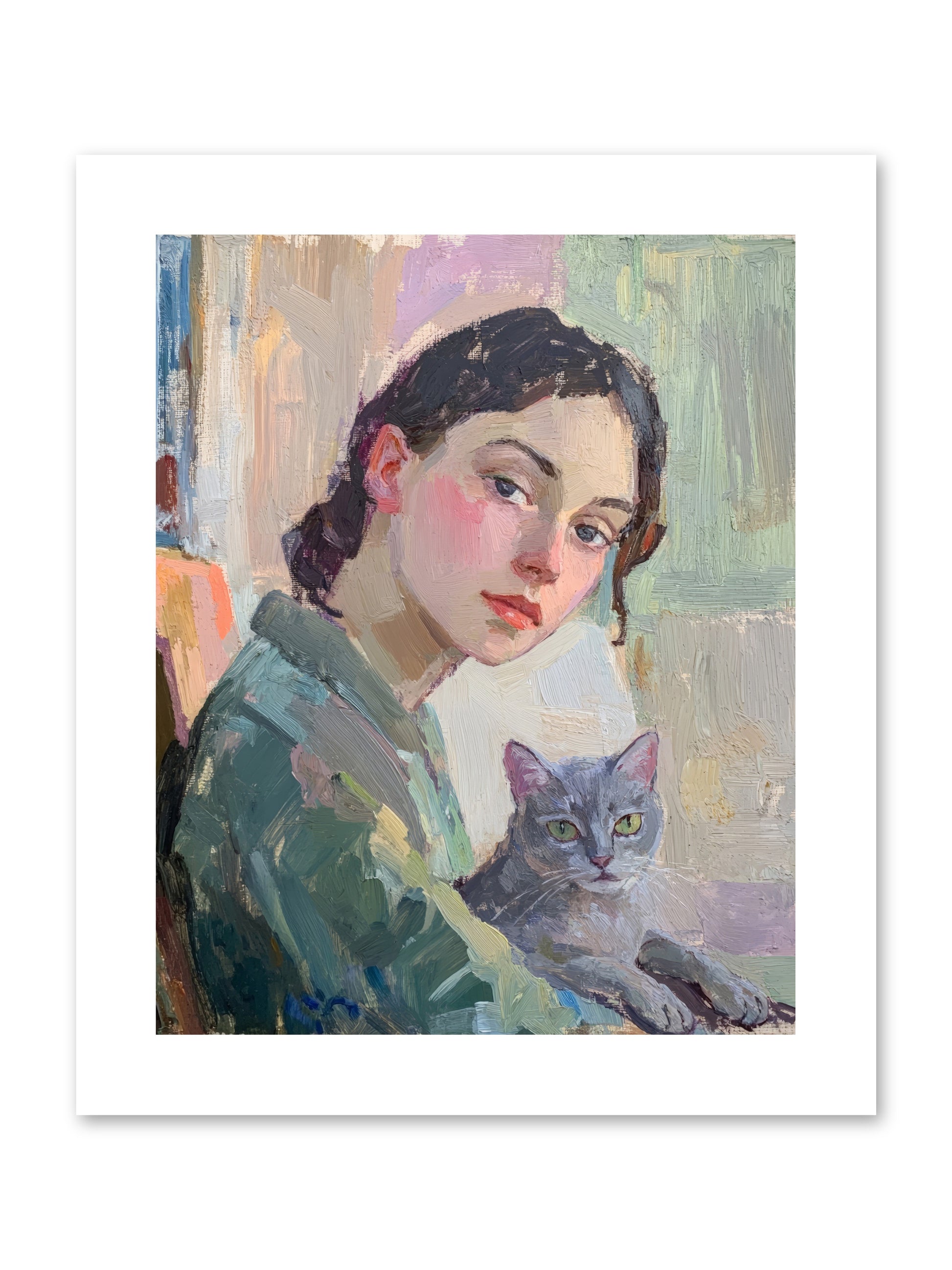 Portrait With Purring -- Paper Print 8x10