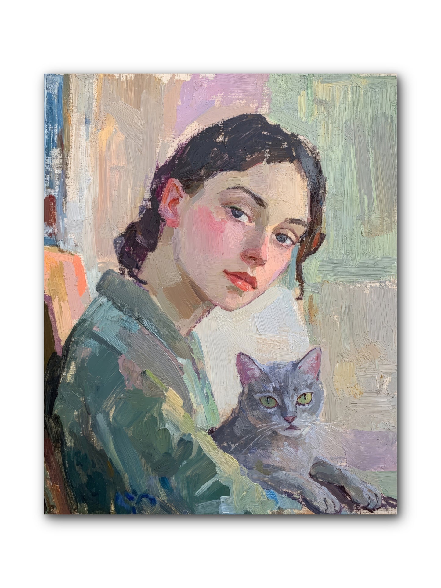 Portrait With Purring -- Wrapped Canvas 8x10
