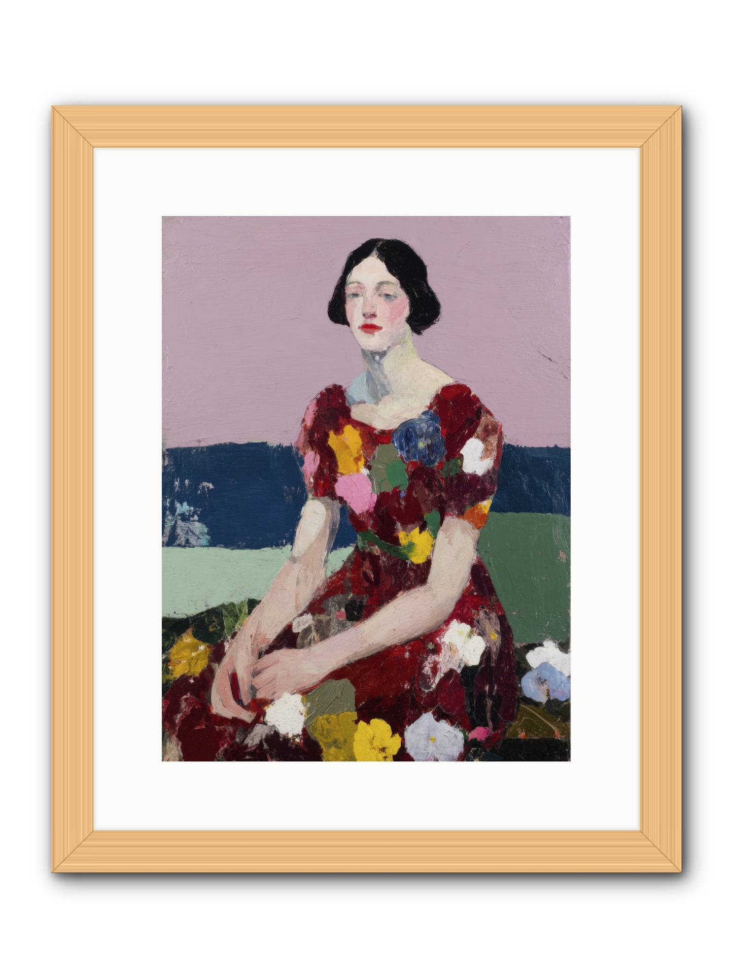 Portrait in Bloom -- Framed Print - Natural 12x16