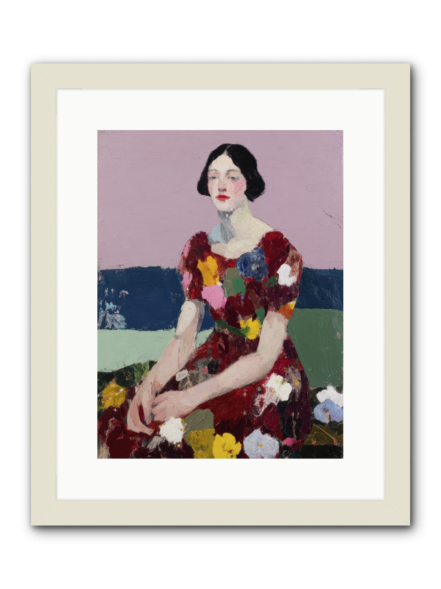 Portrait in Bloom -- Framed Print - White 12x16