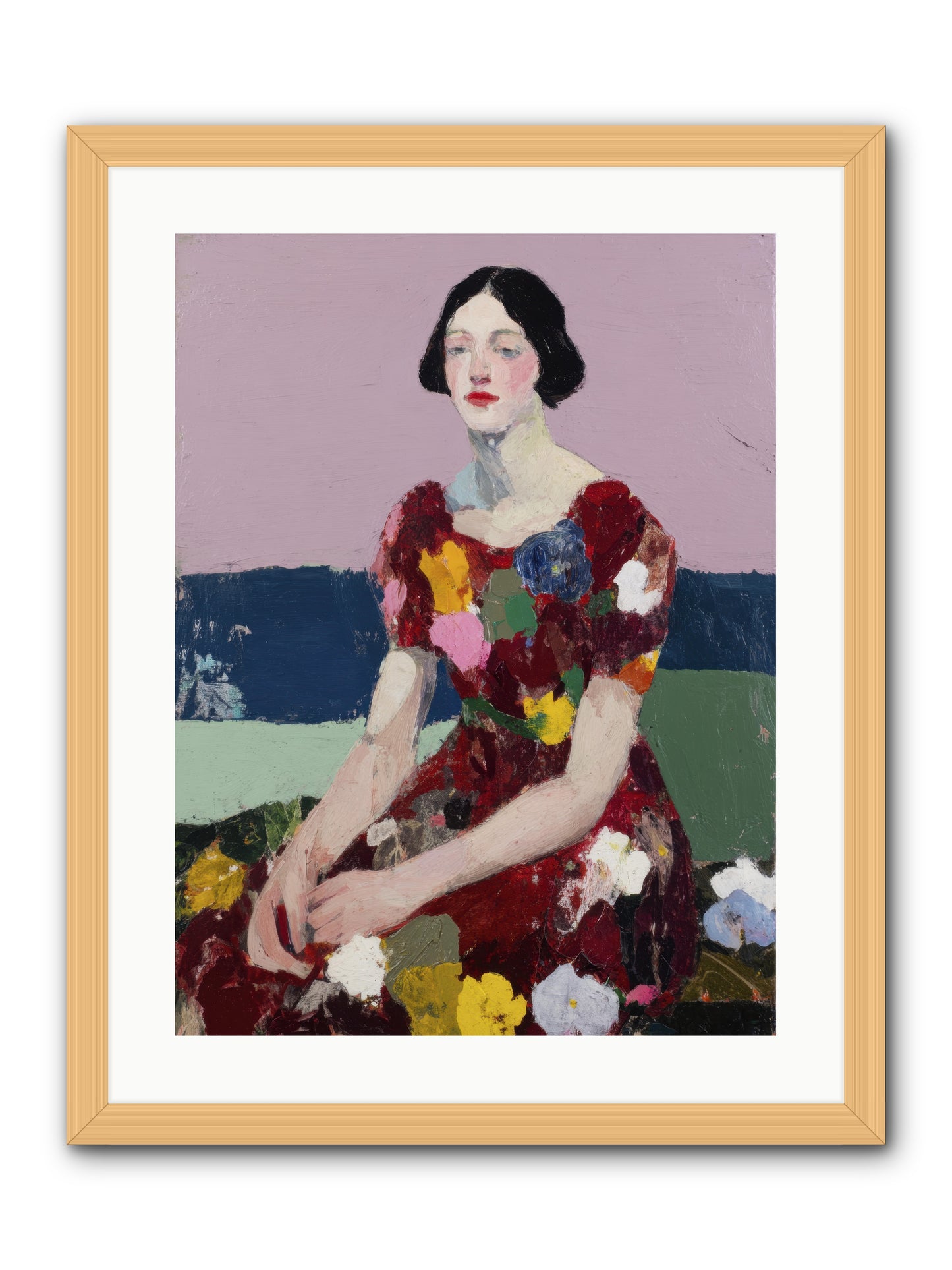 Portrait in Bloom -- Framed Print - Natural 18x24