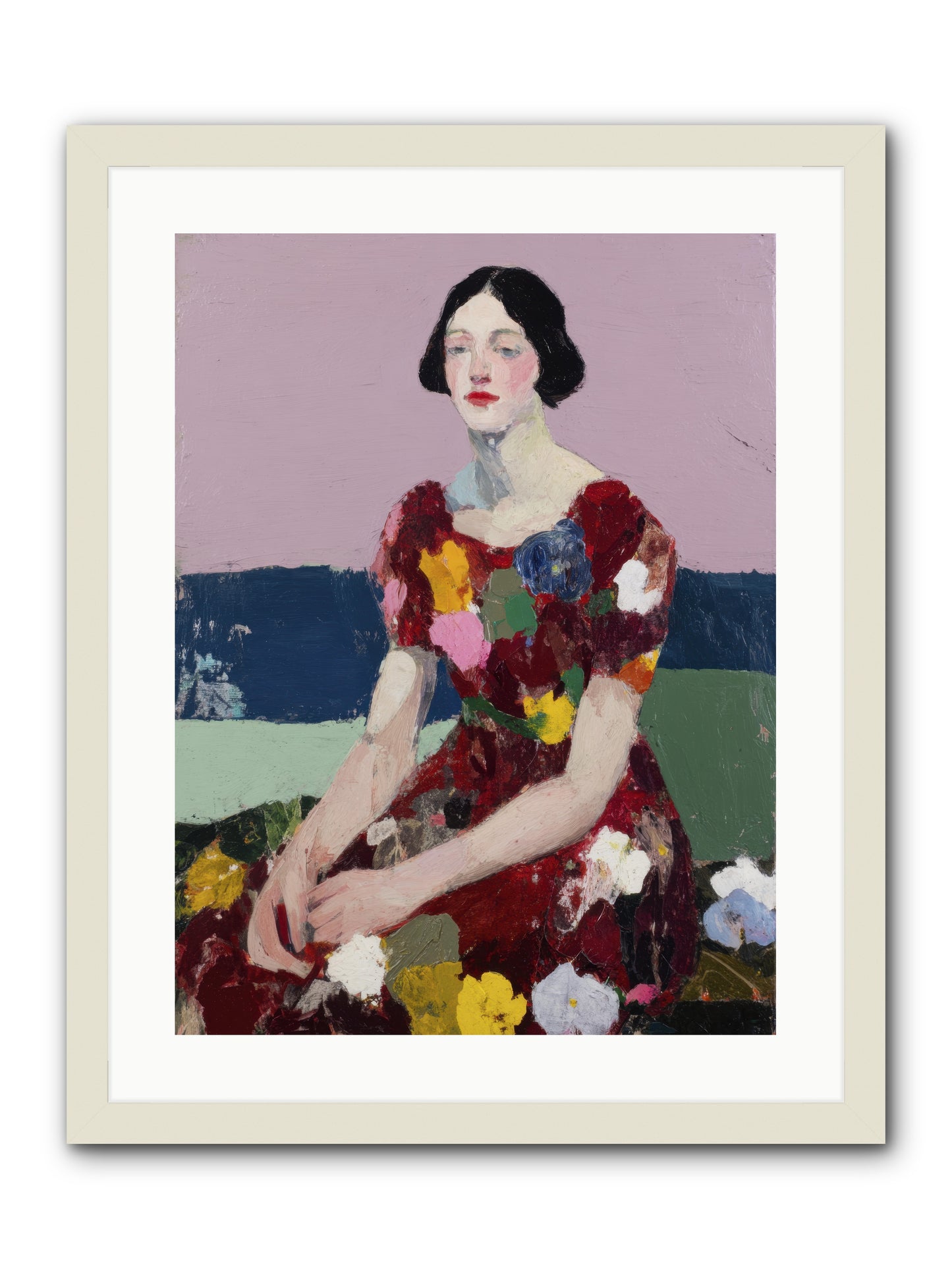 Portrait in Bloom -- Framed Print - White 18x24