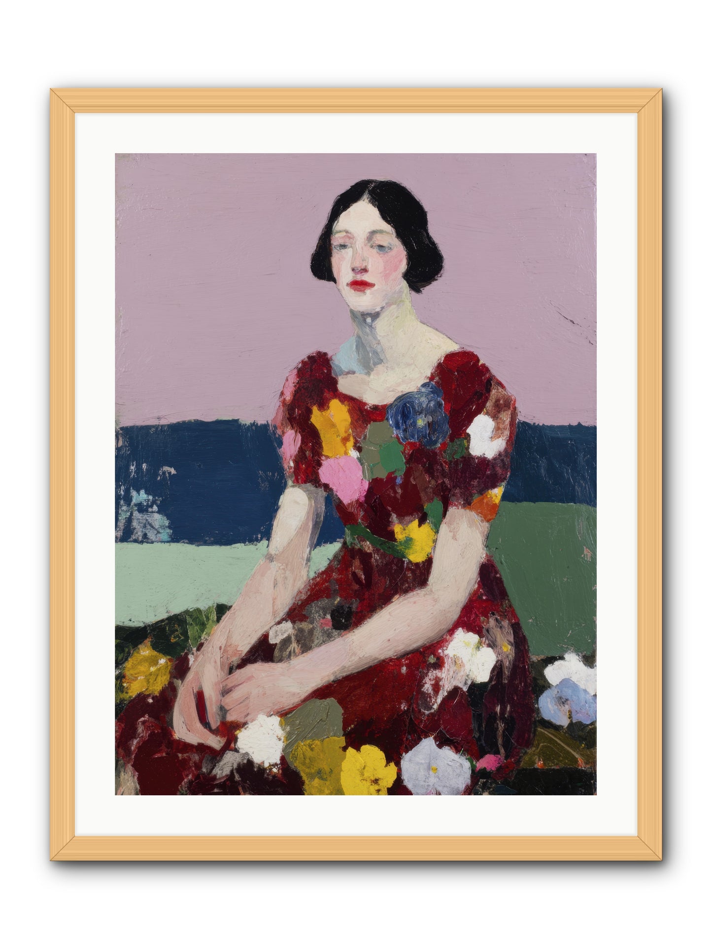Portrait in Bloom -- Framed Print - Natural 24x32