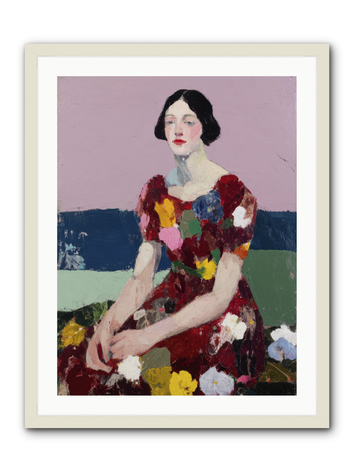 Portrait in Bloom -- Framed Print - White 24x32
