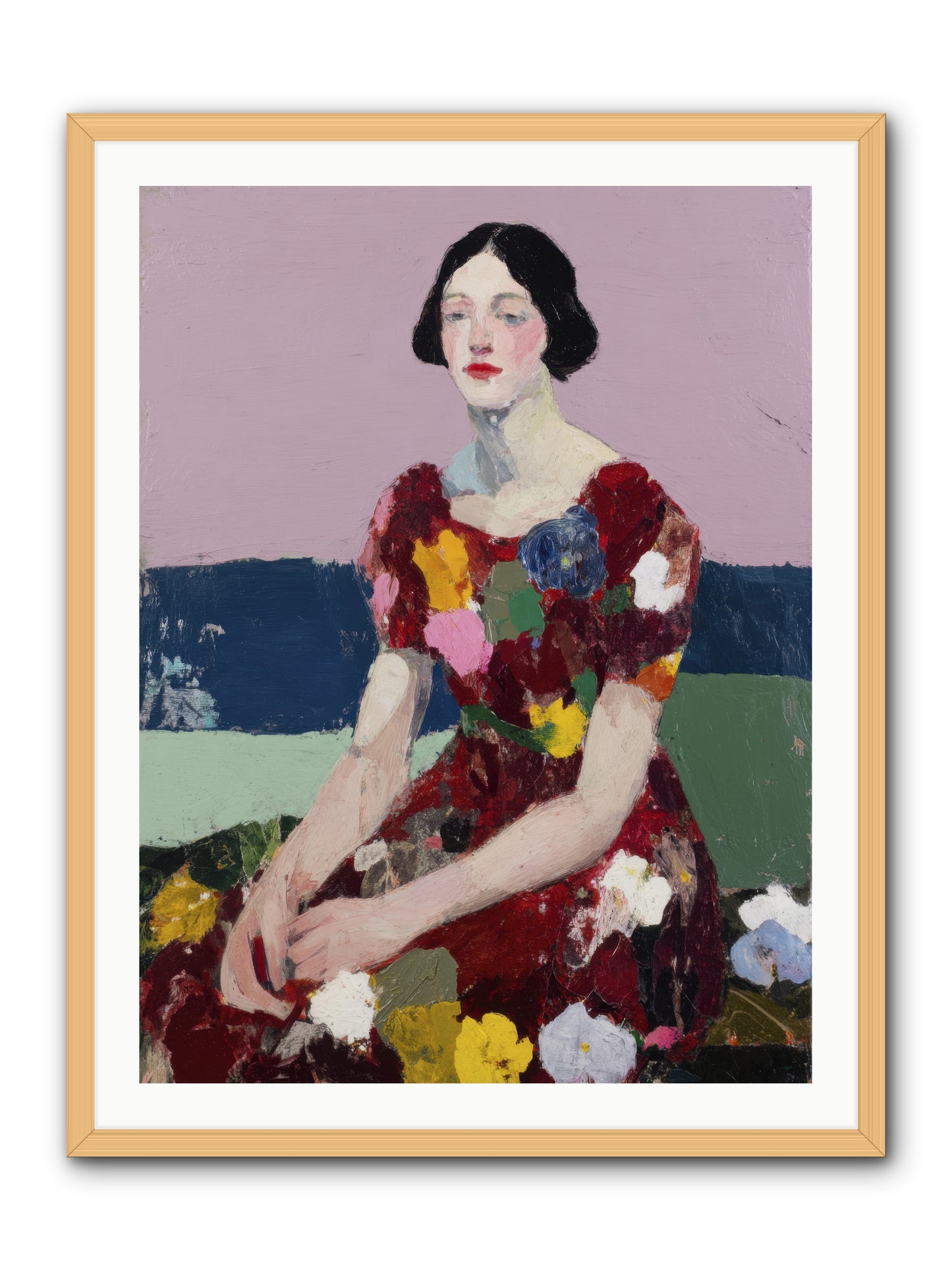Portrait in Bloom -- Framed Print - Natural 30x40