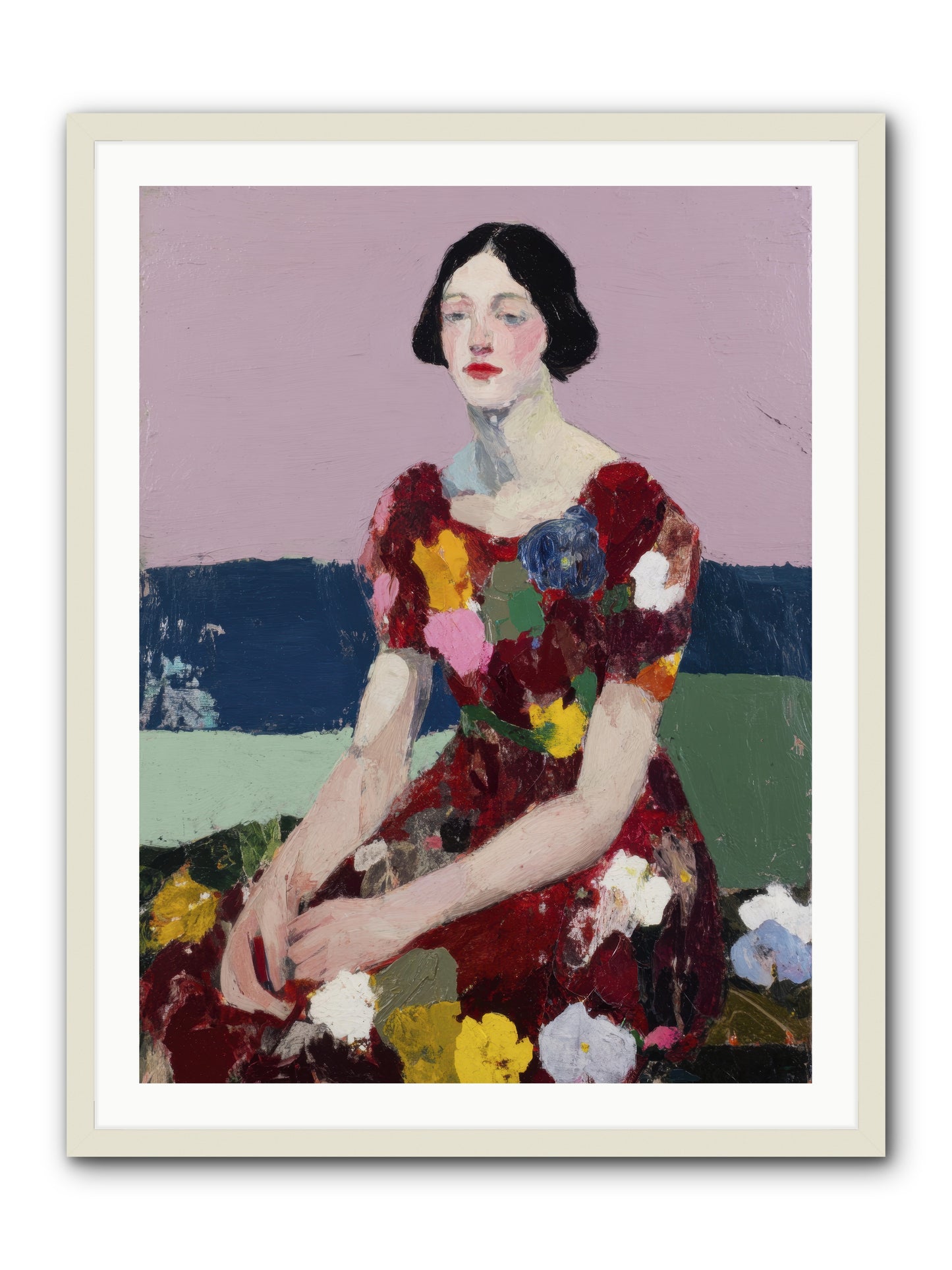 Portrait in Bloom -- Framed Print - White 30x40
