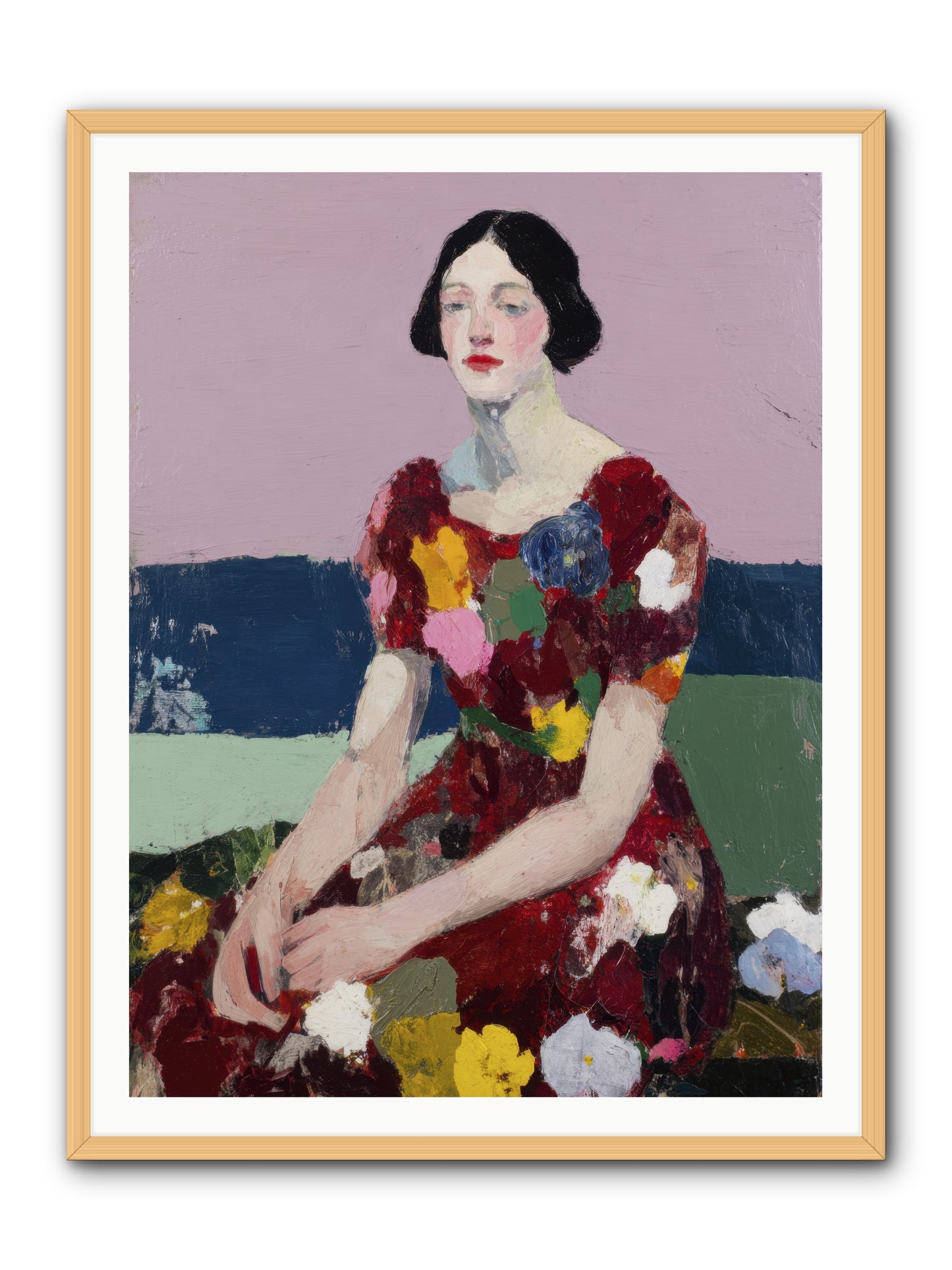 Portrait in Bloom -- Framed Print - Natural 36x48