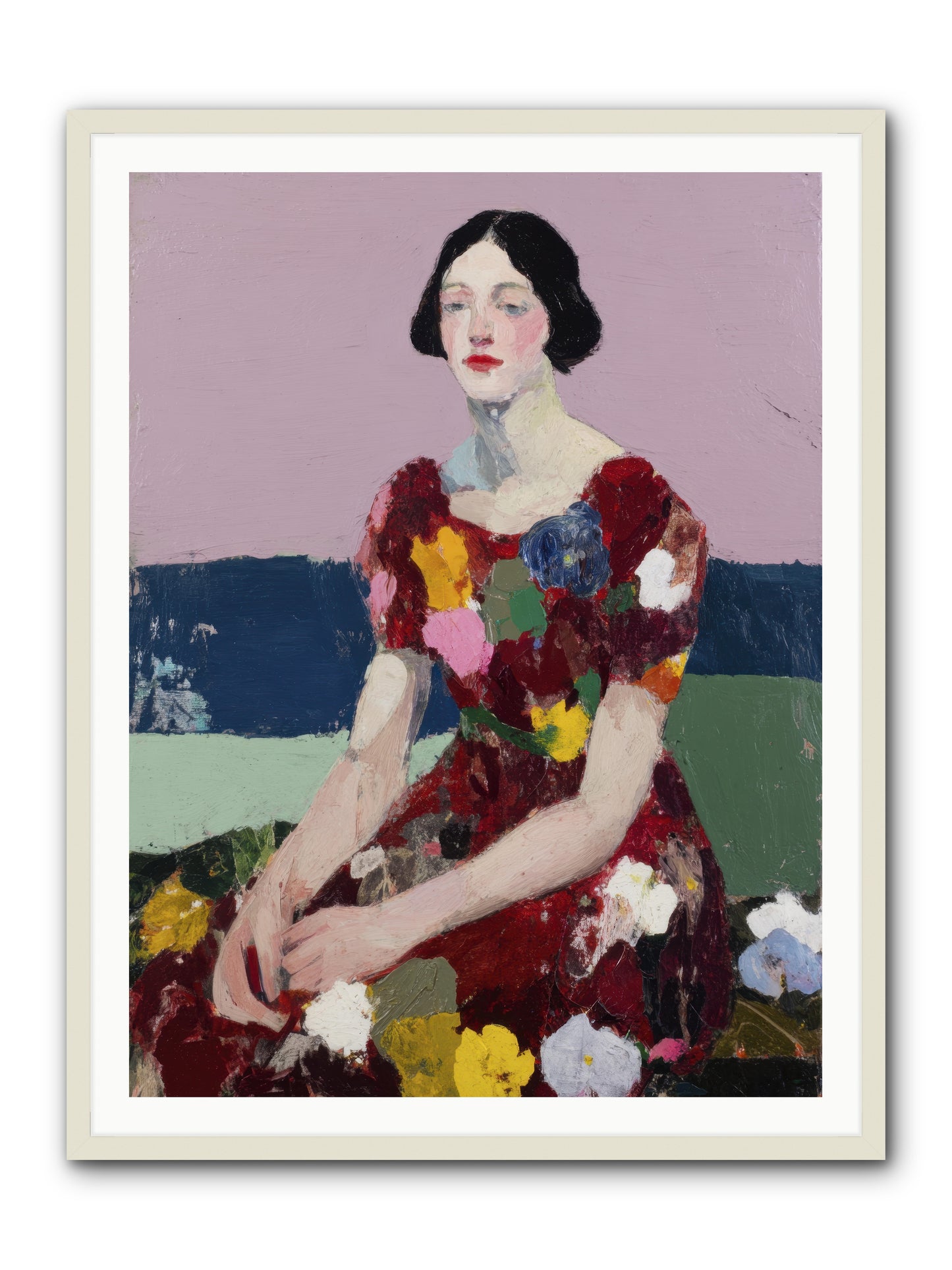 Portrait in Bloom -- Framed Print - White 36x48