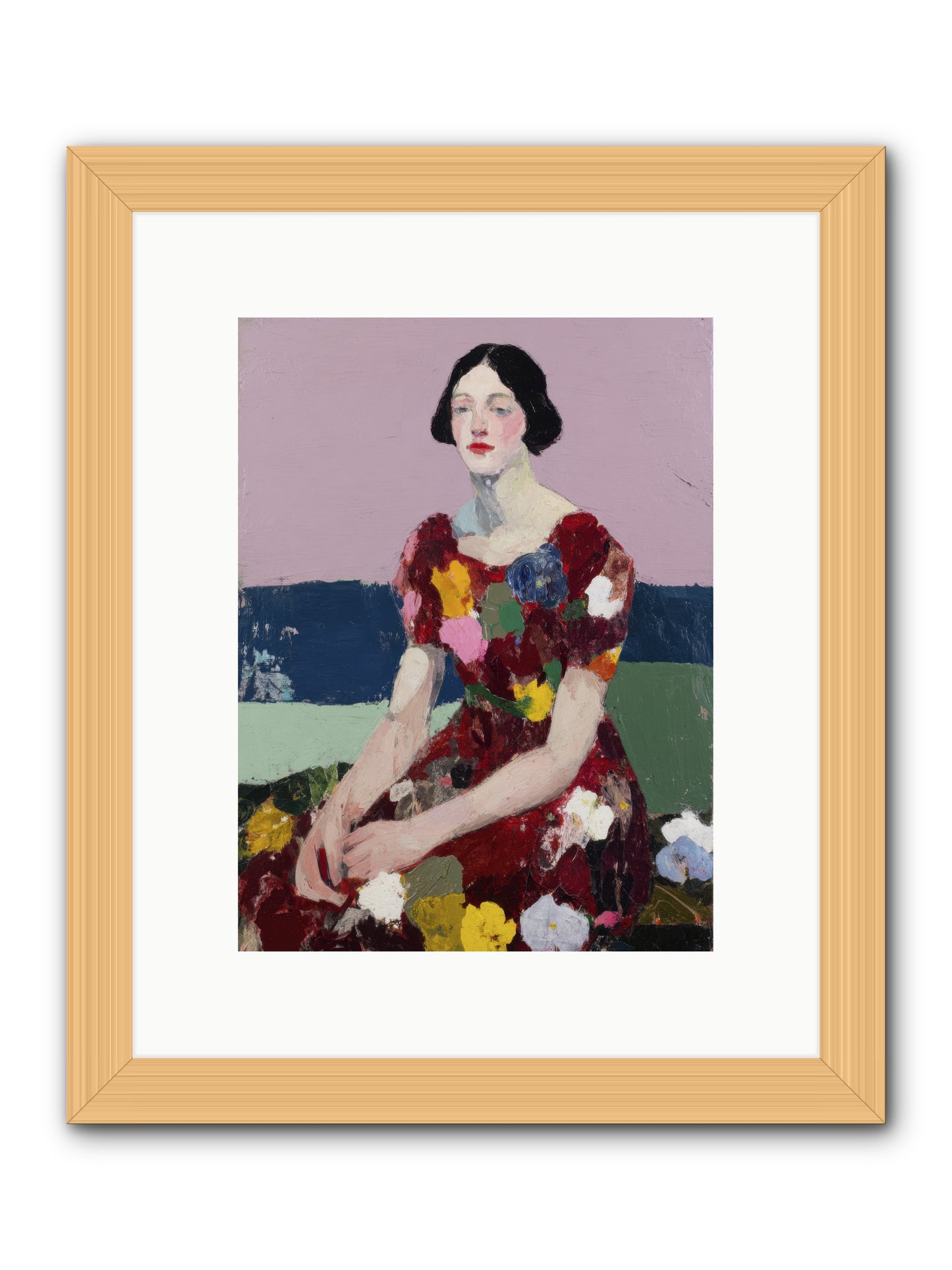 Portrait in Bloom -- Framed Print - Natural 9x12