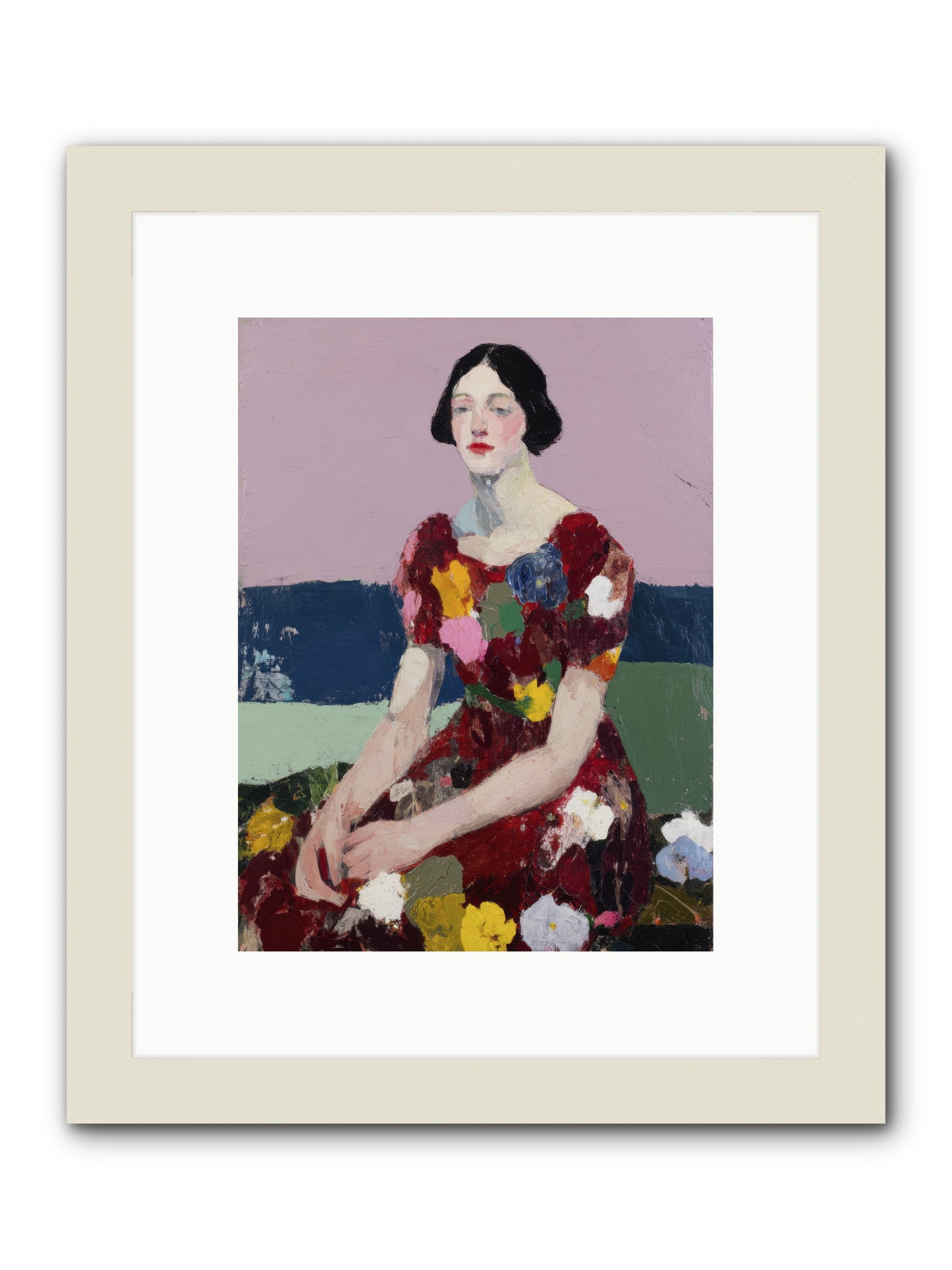 Portrait in Bloom -- Framed Print - White 9x12