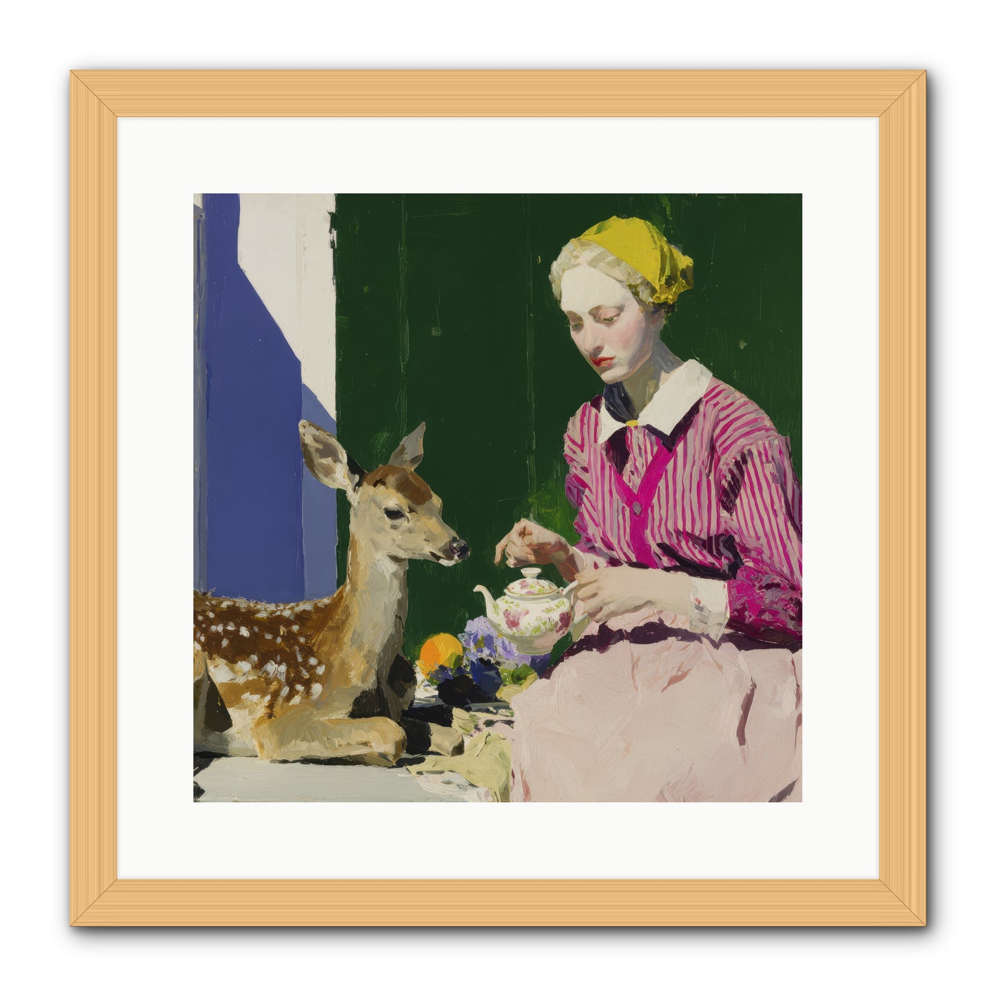 Portrait in Stolen Moments -- Framed Print - Natural 16x16
