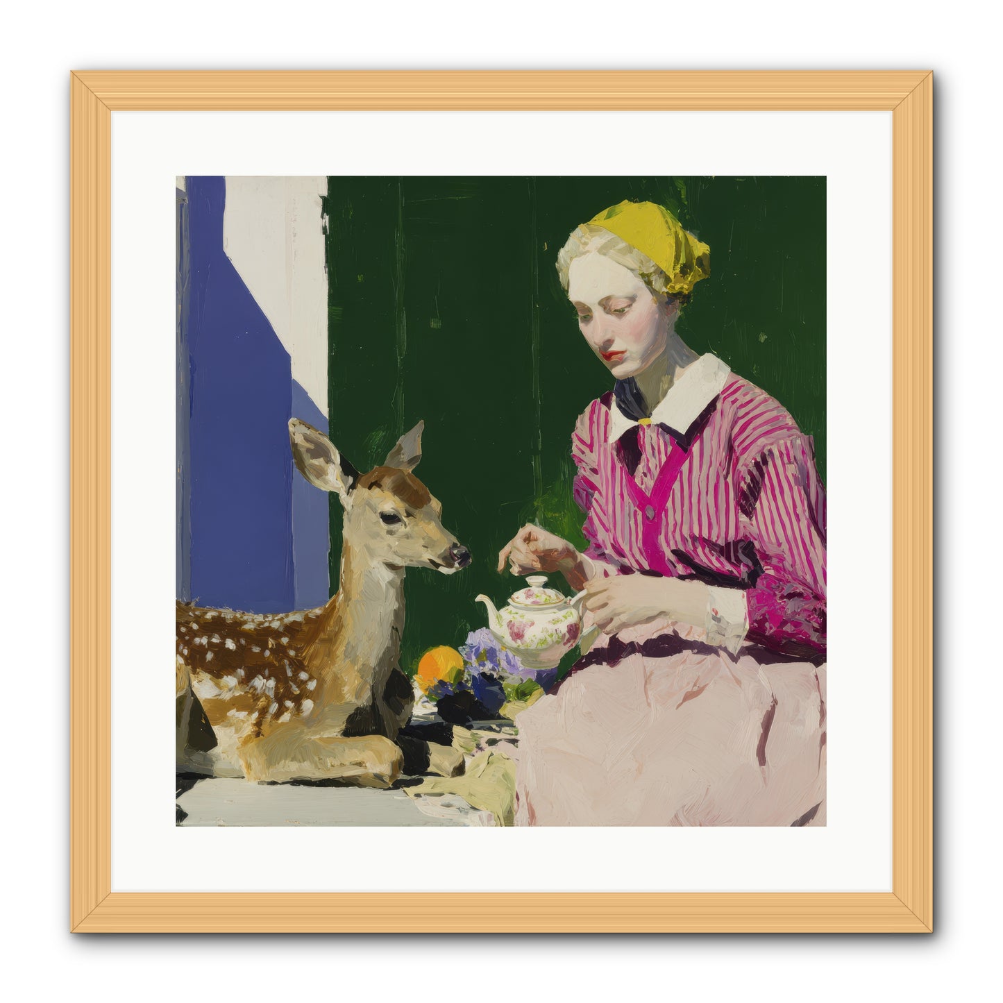 Portrait in Stolen Moments -- Framed Print - Natural 20x20
