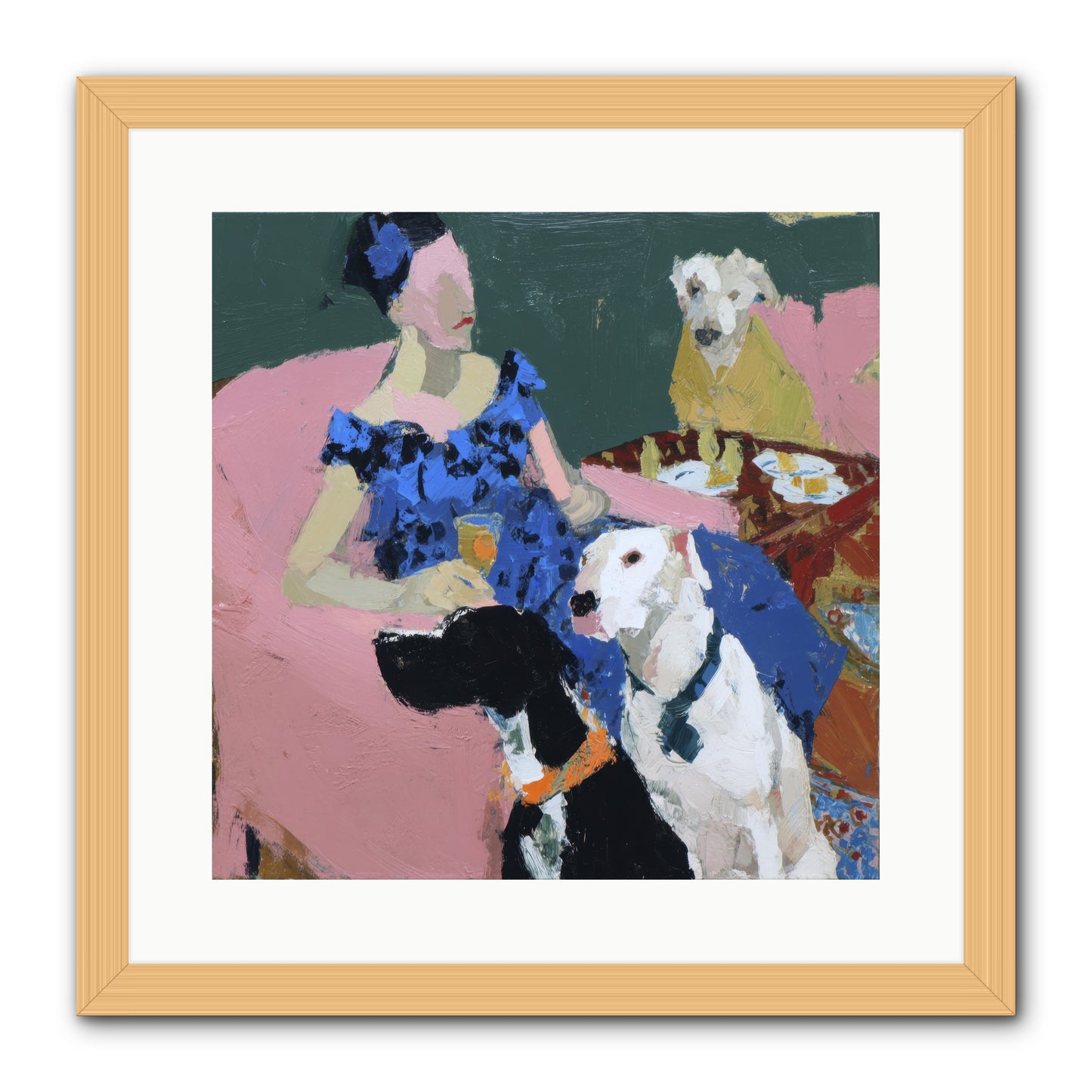 Portrait with Camelia -- Framed Print - Natural 16x16