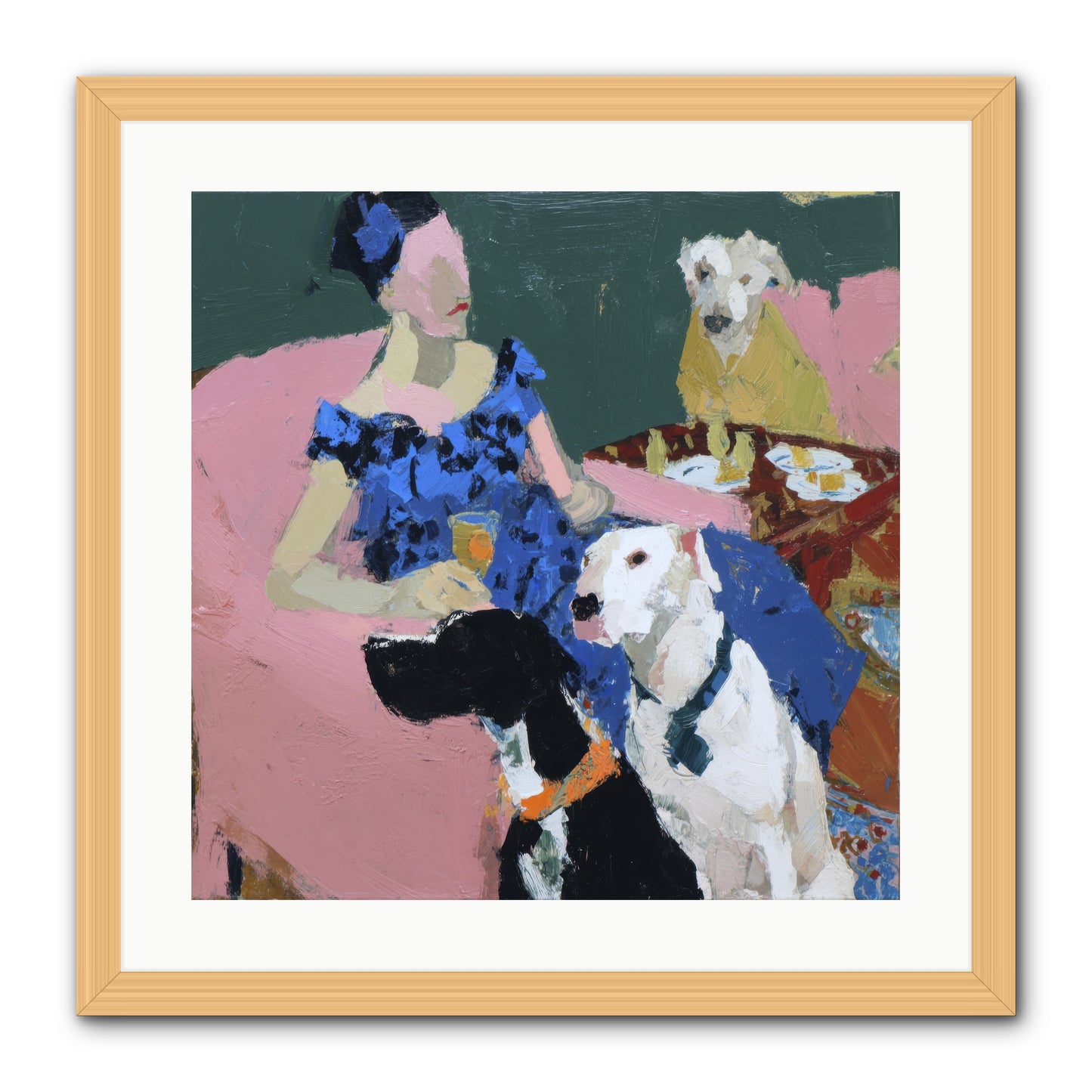 Portrait with Camelia -- Framed Print - Natural 20x20