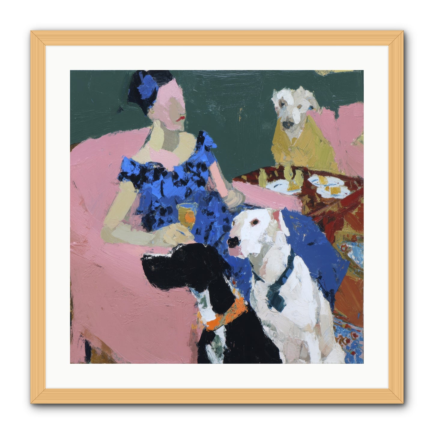 Portrait with Camelia -- Framed Print - Natural 24x24