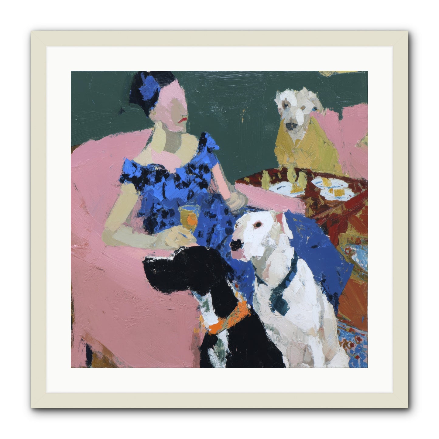 Portrait with Camelia -- Framed Print - White 24x24
